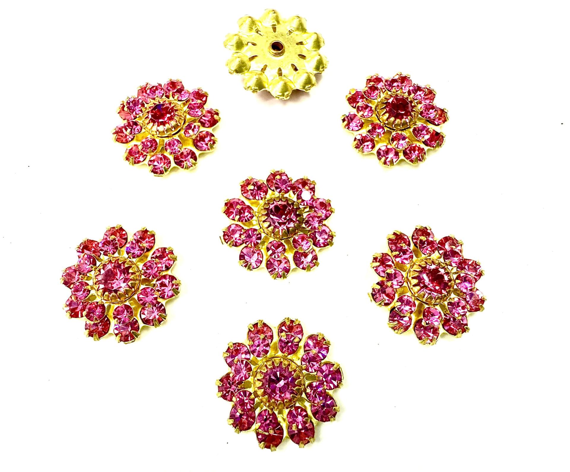 16mm Vintage brass Swarovski Flower Design in Rose crystal Embellishment DIY Supplies wedding decorations