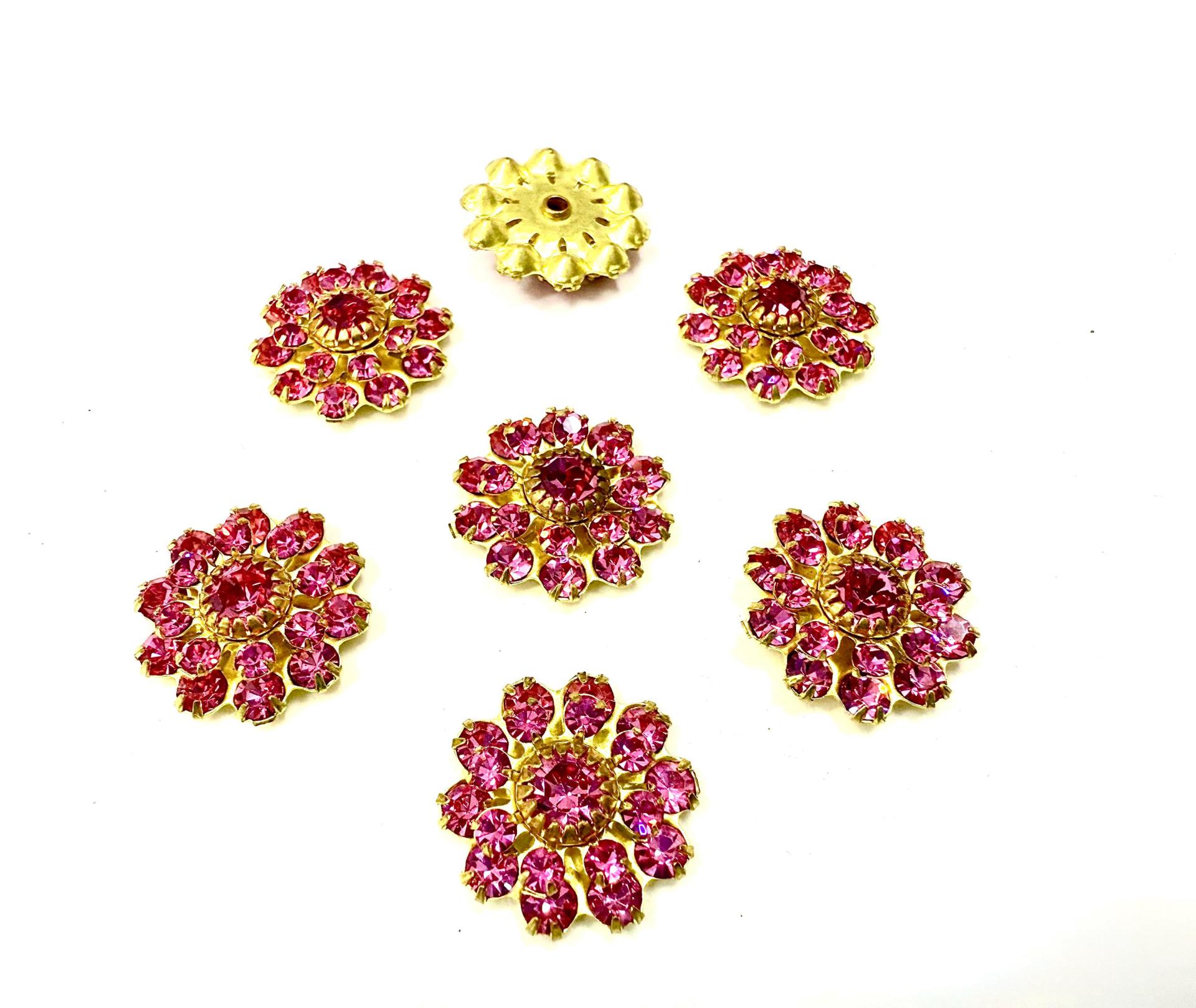 16mm Vintage brass Swarovski Flower Design in Rose crystal Embellishment DIY Supplies wedding decorations