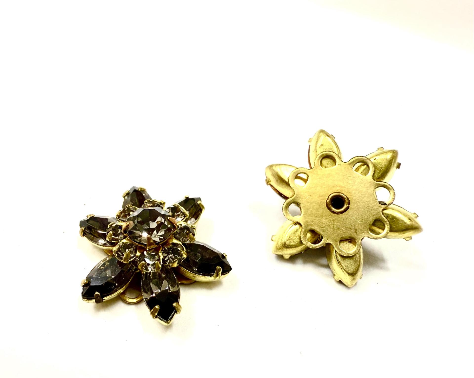 20mm Vintage brass Swarovski Navette Flower Design in black diamond Embellishment DIY Supplies wedding decorations