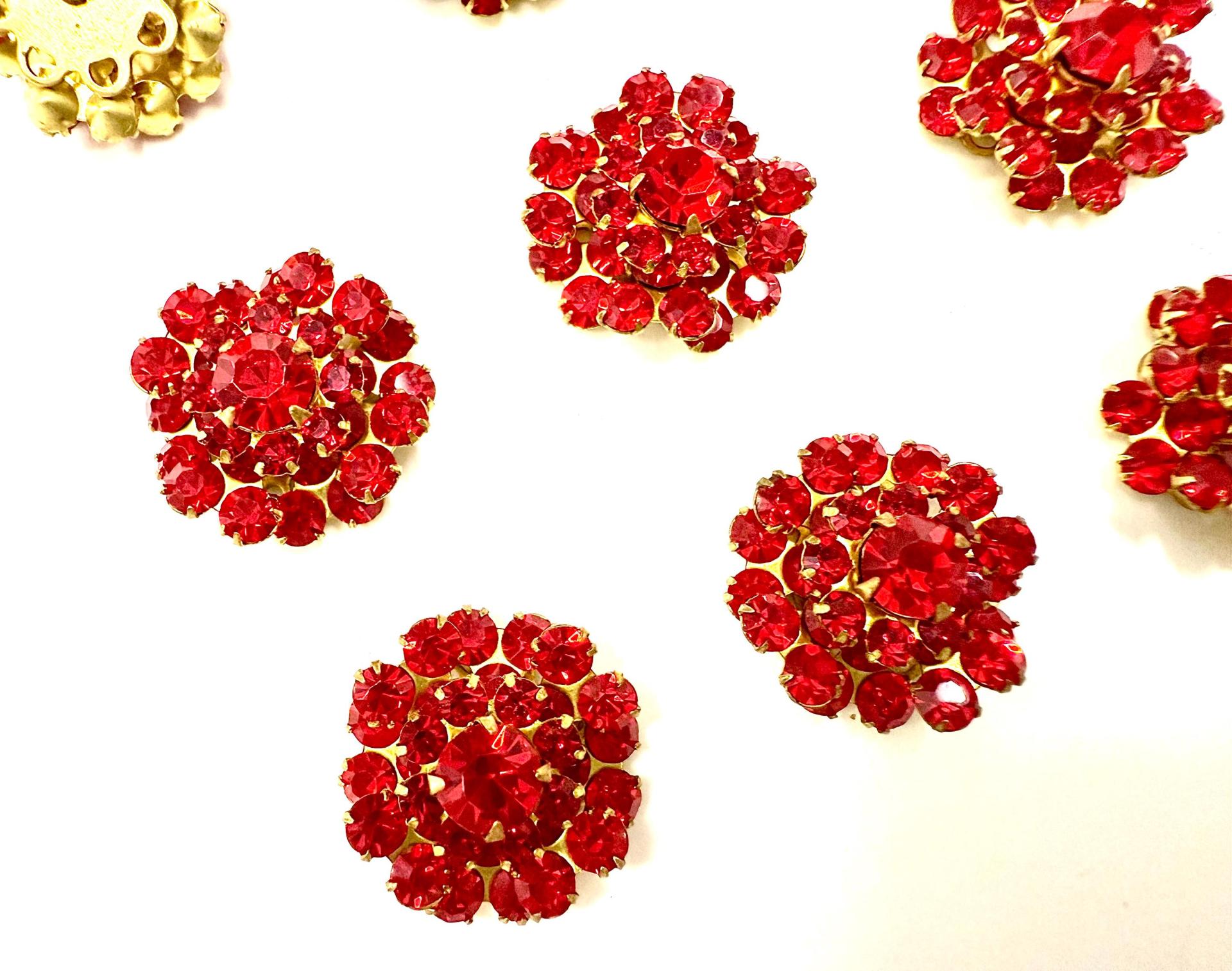 16mm Vintage brass Swarovski Flower Design Light Siam crystal Embellishment DIY Supplies wedding decorations