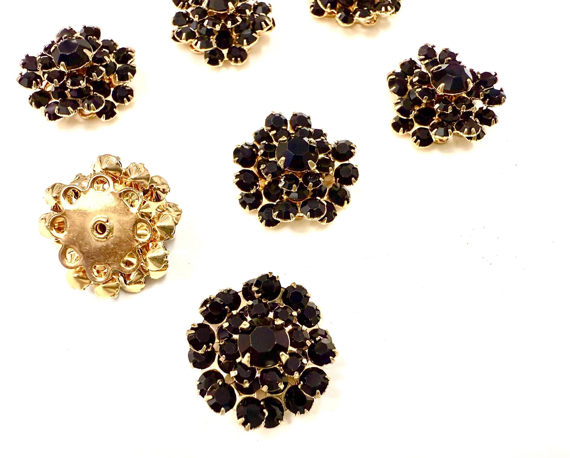 16mm Vintage gold plated Swarovski Flower Design in Jet crystal Embellishment DIY Supplies wedding decorations