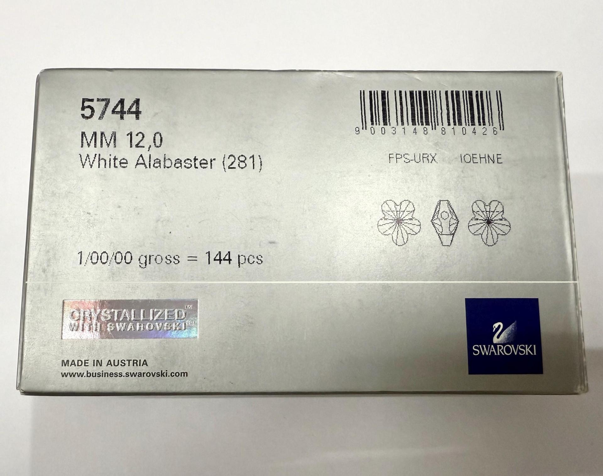 Swarovski Elements 12MM Swarovski 5744 White Alabaster Faceted Flower Crystal Beads side drilled Premium Supply