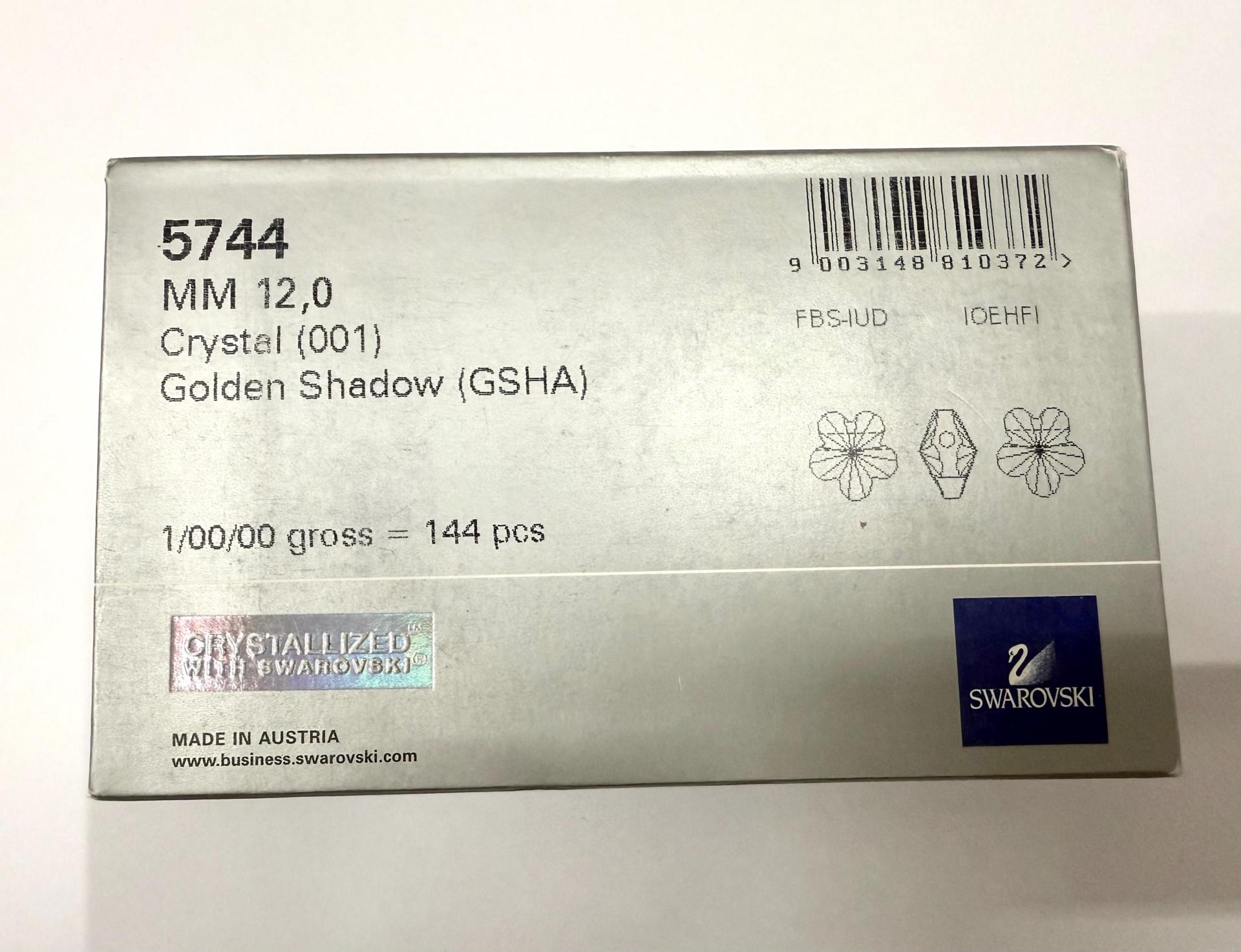 Swarovski Elements 12MM Swarovski 5744 Crystal Golden Shadow Faceted Flower Crystal Beads side drilled Premium Supply