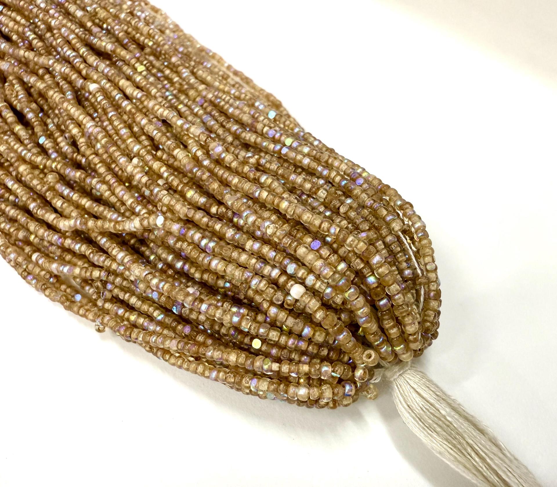 11/0 Hanks Charlotte Cut Beads Patina Dark Cream Lined Aurore Boreale 1/5/25/50/100 Hanks PREMIUM SEED BEADS, Native Supplies