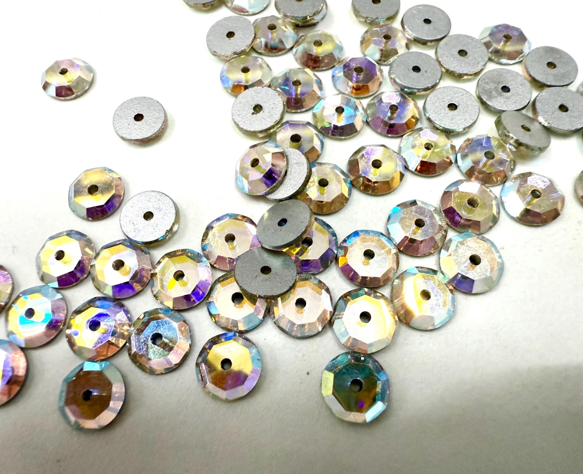 8mm Vintage Swarovski Crystal Flat Back Sew-On Stone Loch Rose