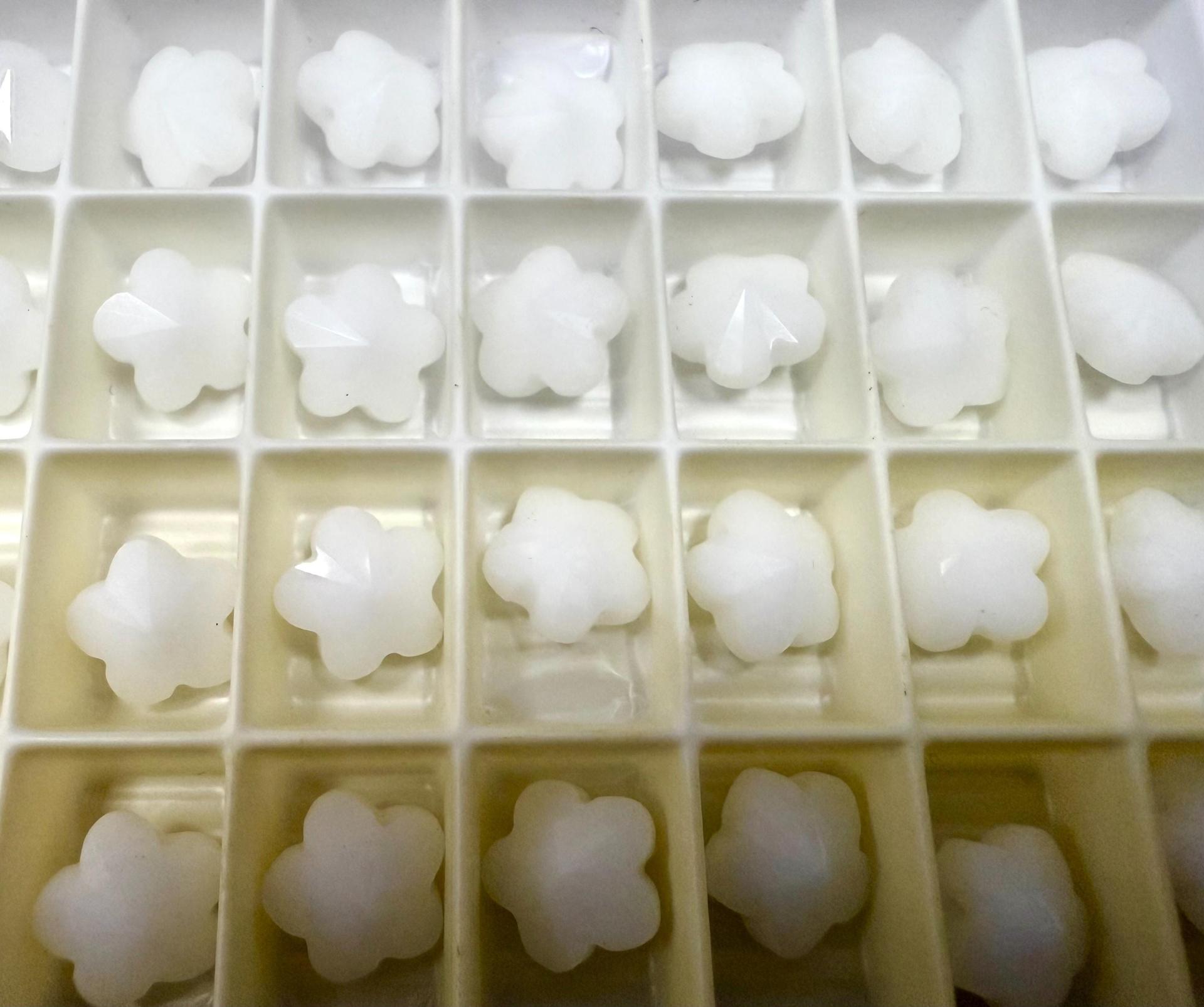 Swarovski Elements 12MM Swarovski 5744 White Alabaster Faceted Flower Crystal Beads side drilled Premium Supply