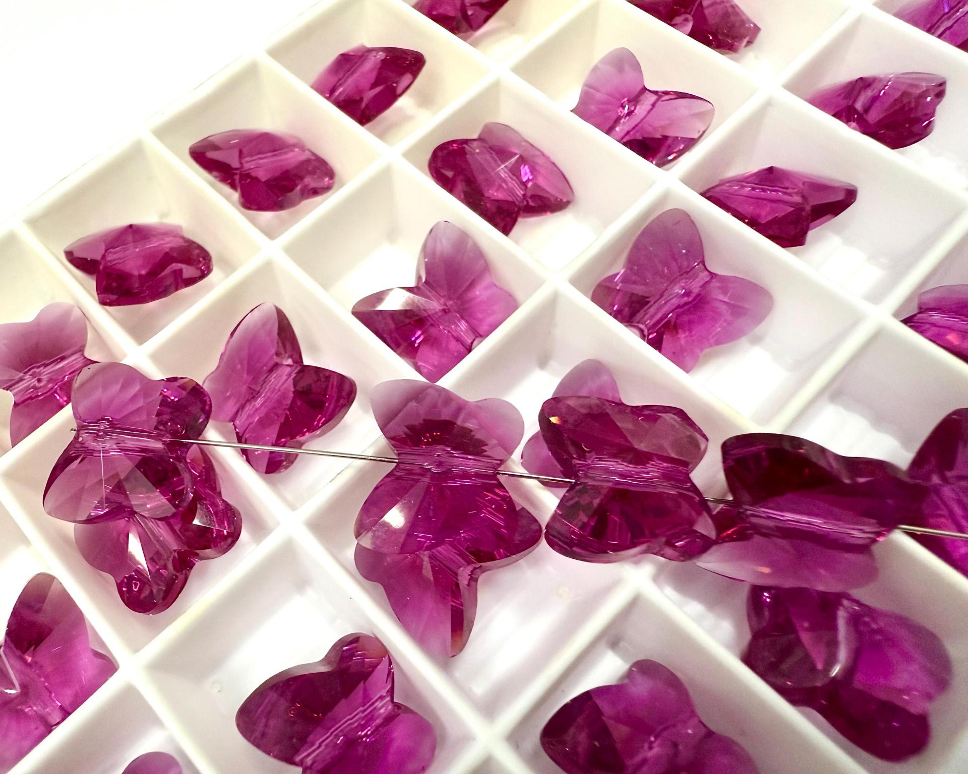 Swarovski Elements 12mm #5754 Crystal Butterfly in Fuchsia