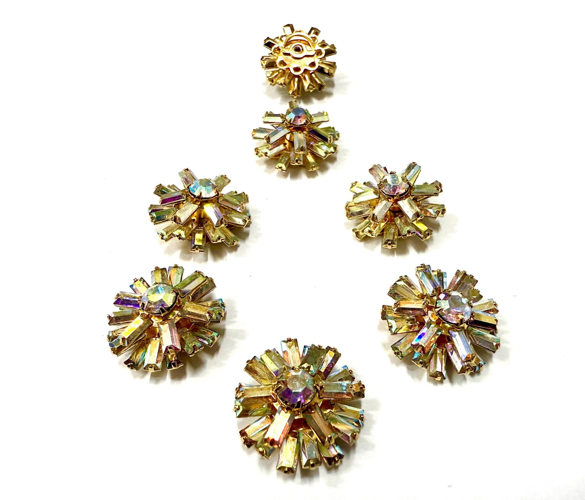 Vintage Swarovski Crystal AB Embellishment, Gold Plated (18mm)