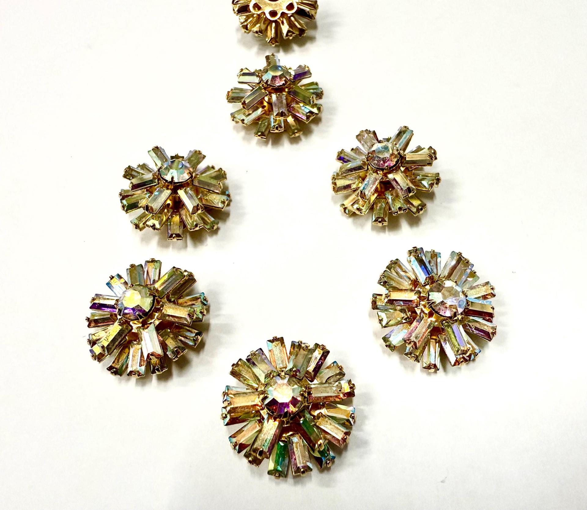 Vintage Swarovski Crystal AB Embellishment, Gold Plated (18mm)
