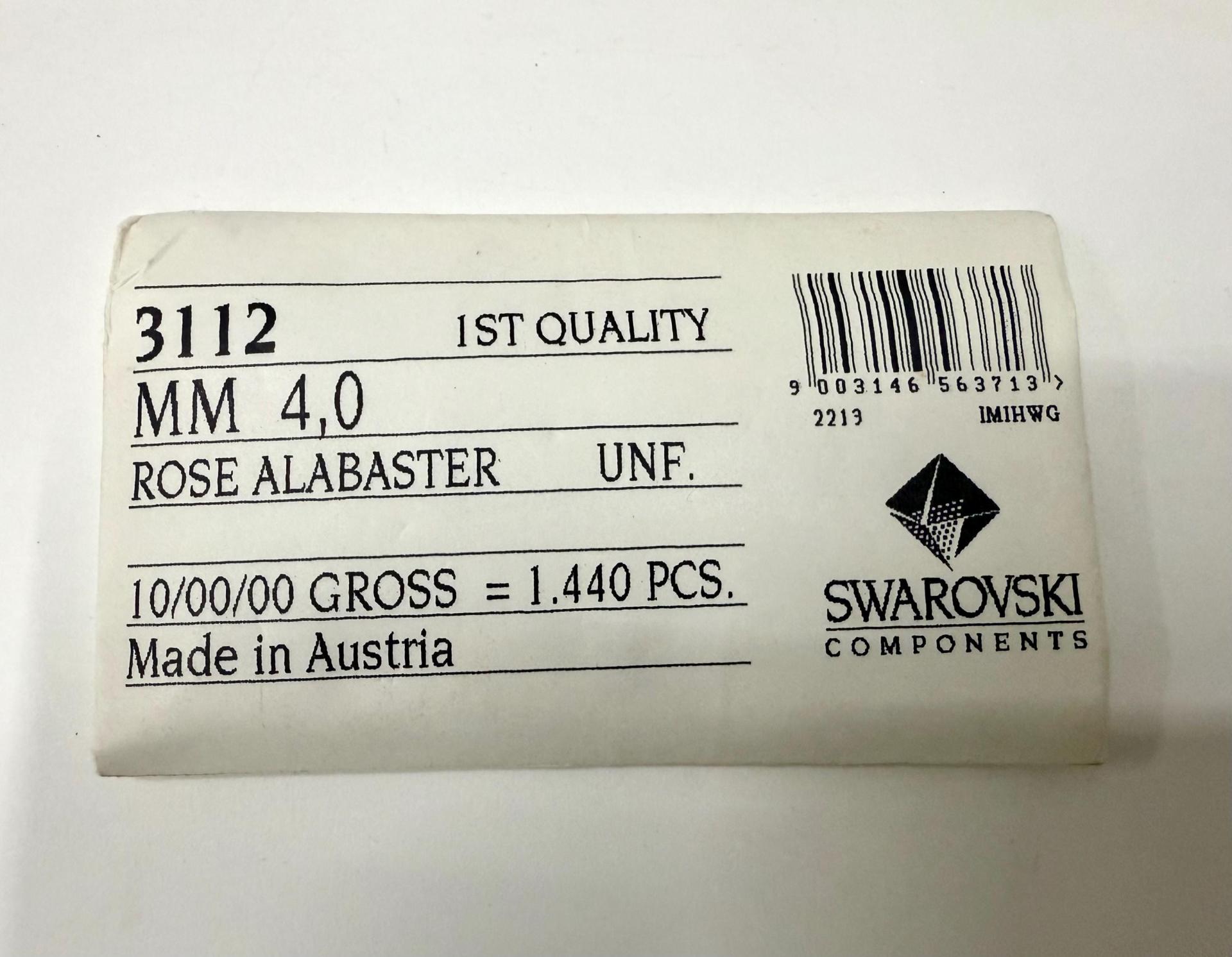 4mm Crystal Swarovski 3112 Lochrose Rhinestones Rose Alabaster Unfoiled