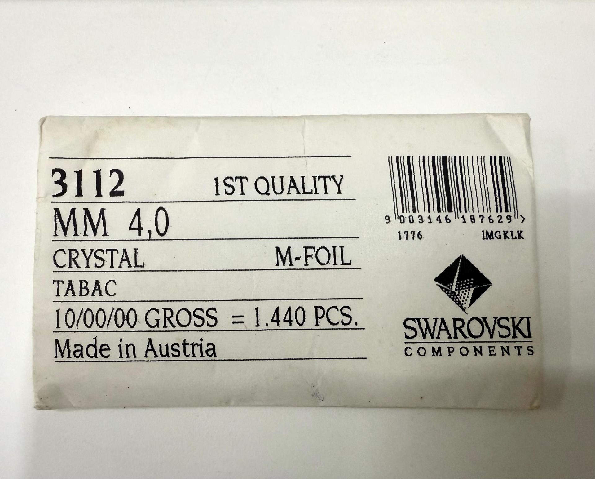 4mm Crystal Swarovski 3112 Lochrose Rhinestones Cystal Tabac M-Foil color