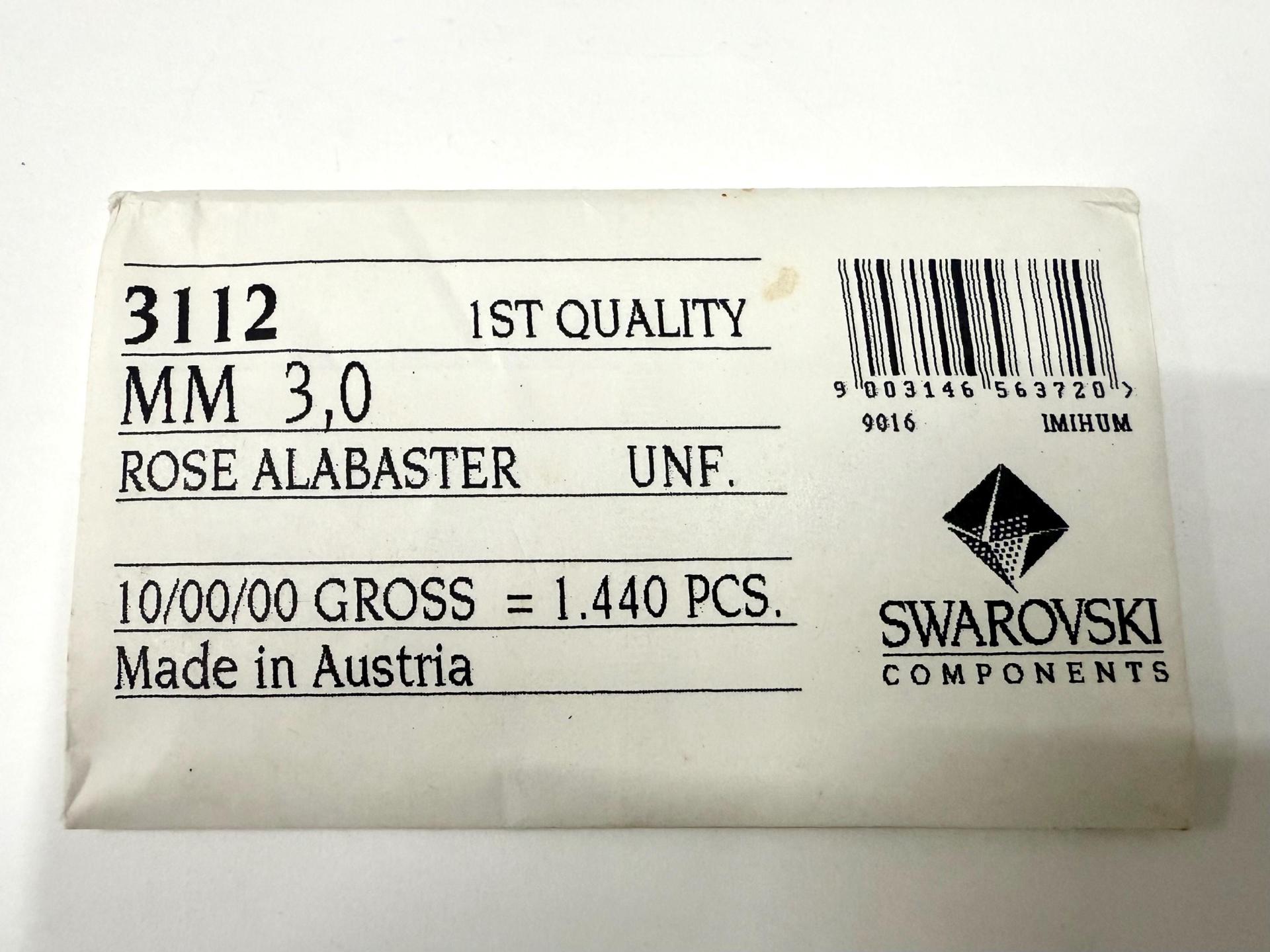 3mm Crystal Swarovski 3112 Lochrose Rhinestones. Rose Alabaster Unfoiled color