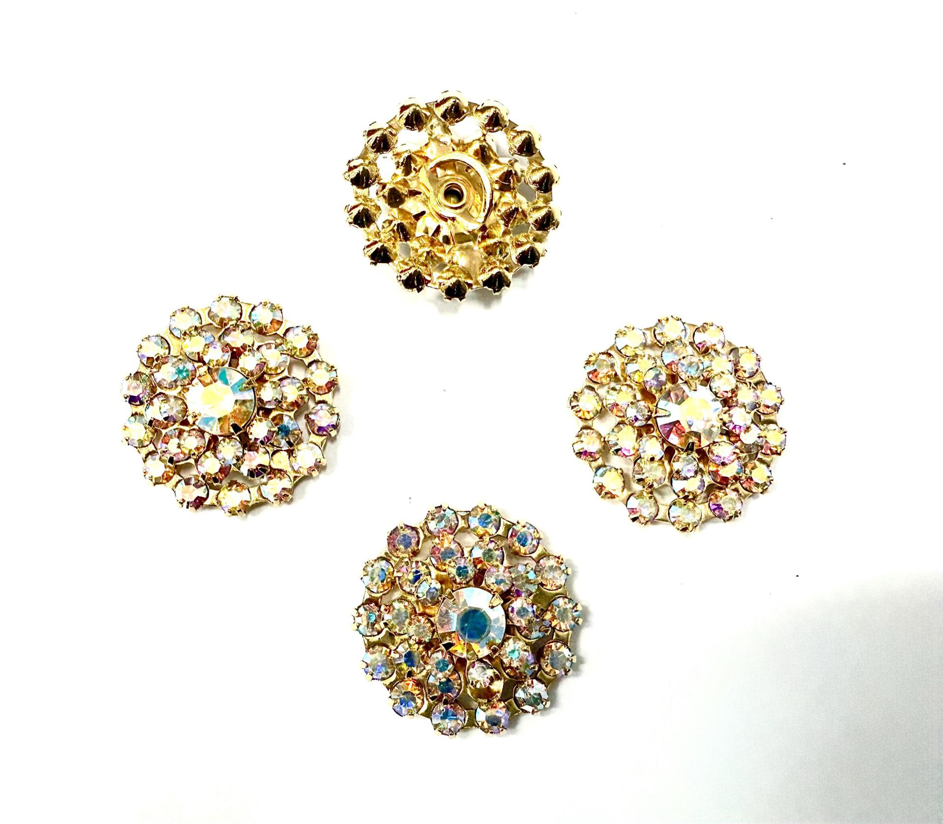 21mm Vintage gold plated Swarovski three layers Design in Crystal AB Embellishment DIY Supplies wedding decorations