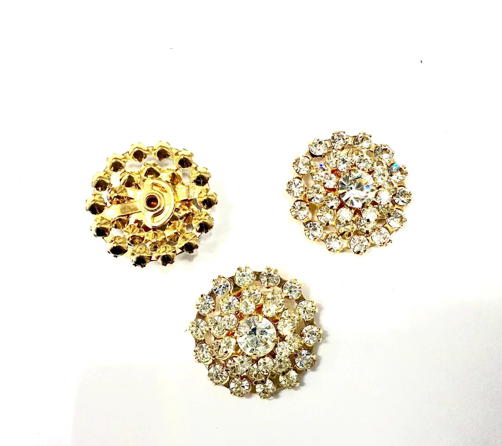 21mm Vintage gold plated Swarovski three layers Design in Crystal Embellishment DIY Supplies wedding decorations