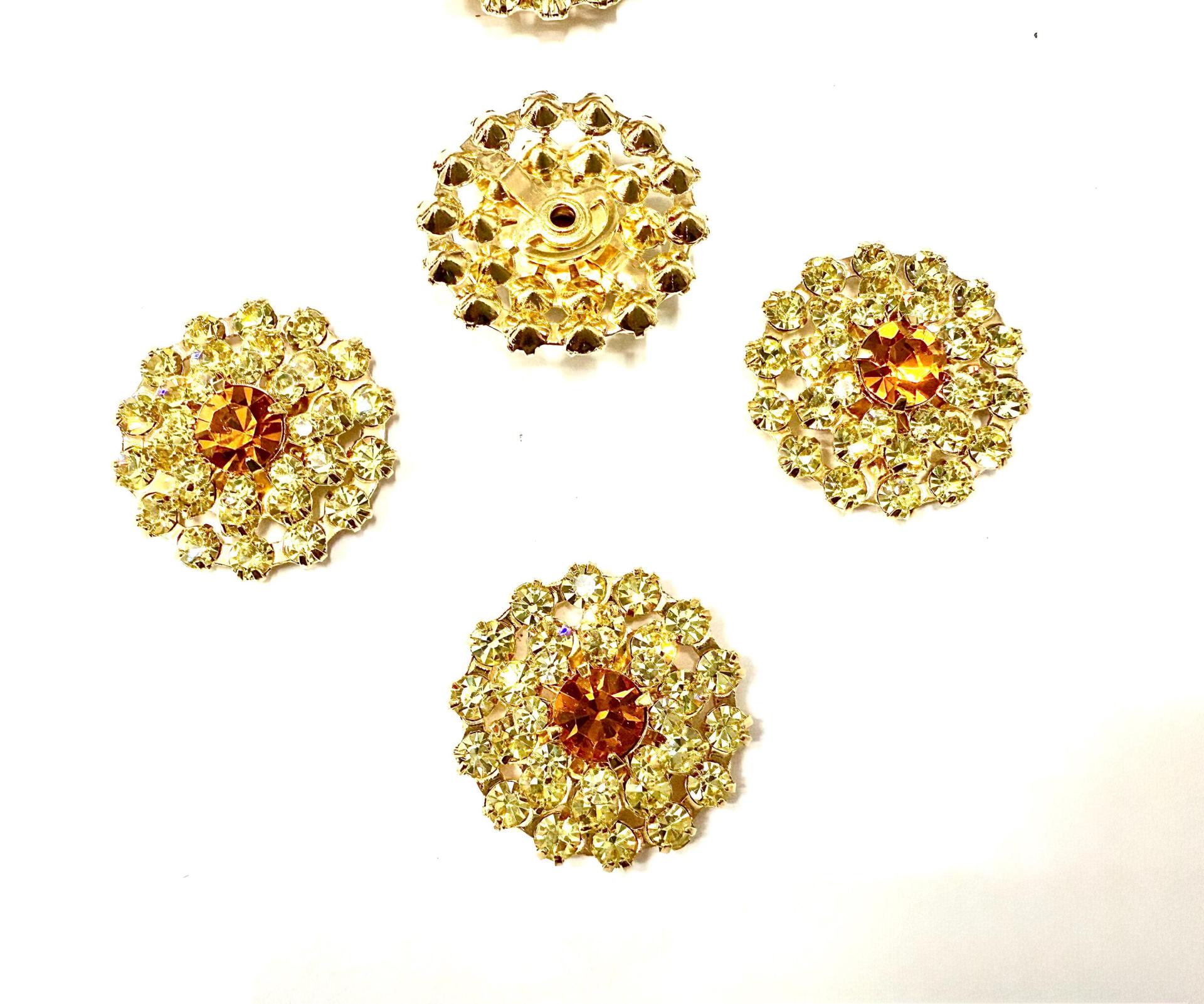 21mm Vintage gold plated Swarovski three layers Design in Jonquil Embellishment DIY Supplies wedding decorations