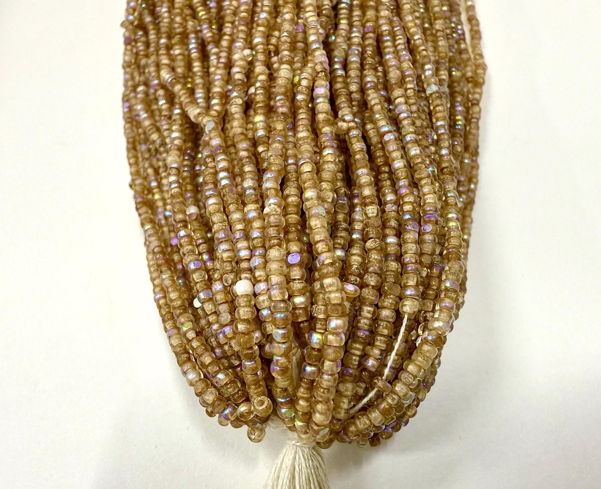 11/0 Hanks Charlotte Cut Beads Patina Dark Cream Lined Aurore Boreale 1/5/25/50/100 Hanks PREMIUM SEED BEADS, Native Supplies