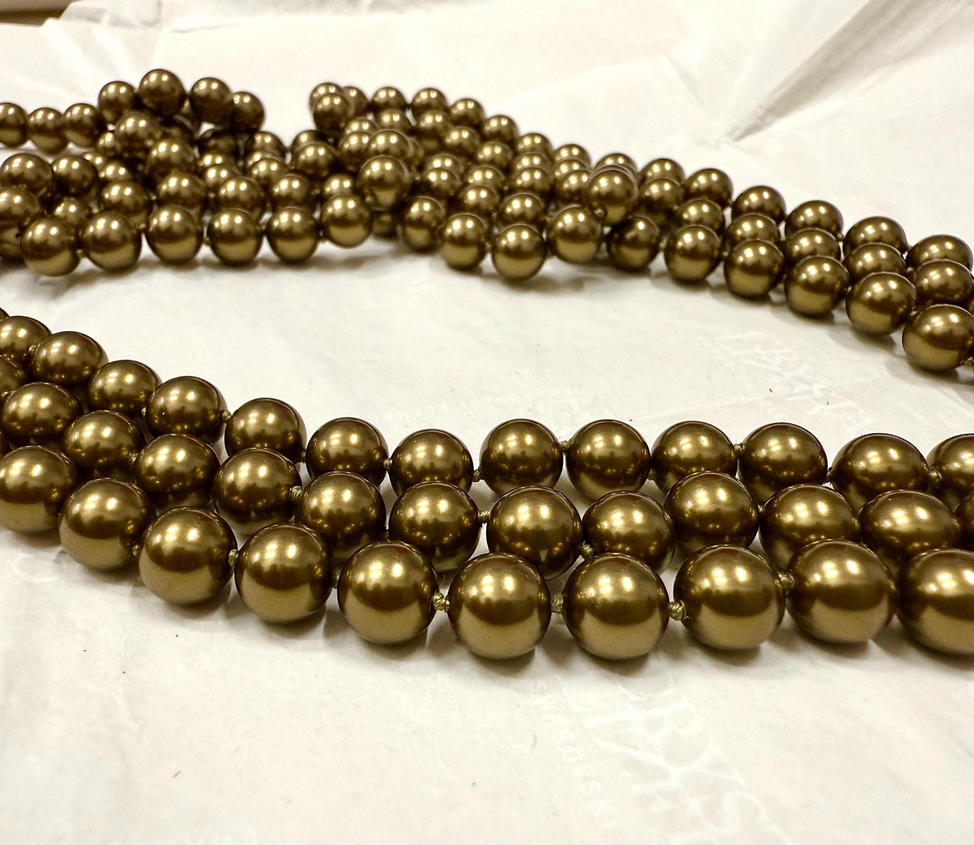 Vintage Swarovski 8mm Crystal Antique Brass Round Pearl Beads
