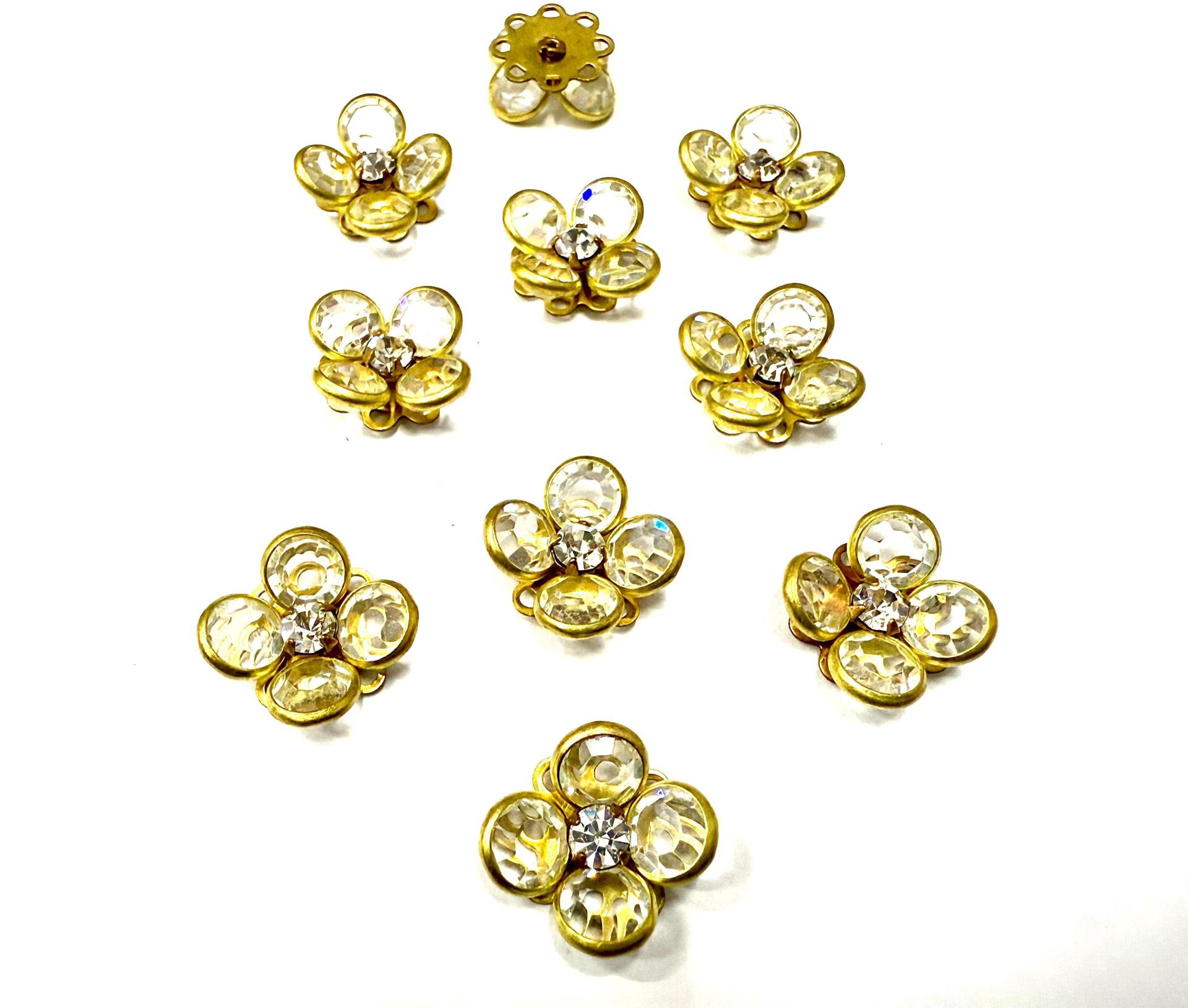 16mm Vintage brass Swarovski Flower Design in crystal Embellishment DIY Supplies wedding decorations