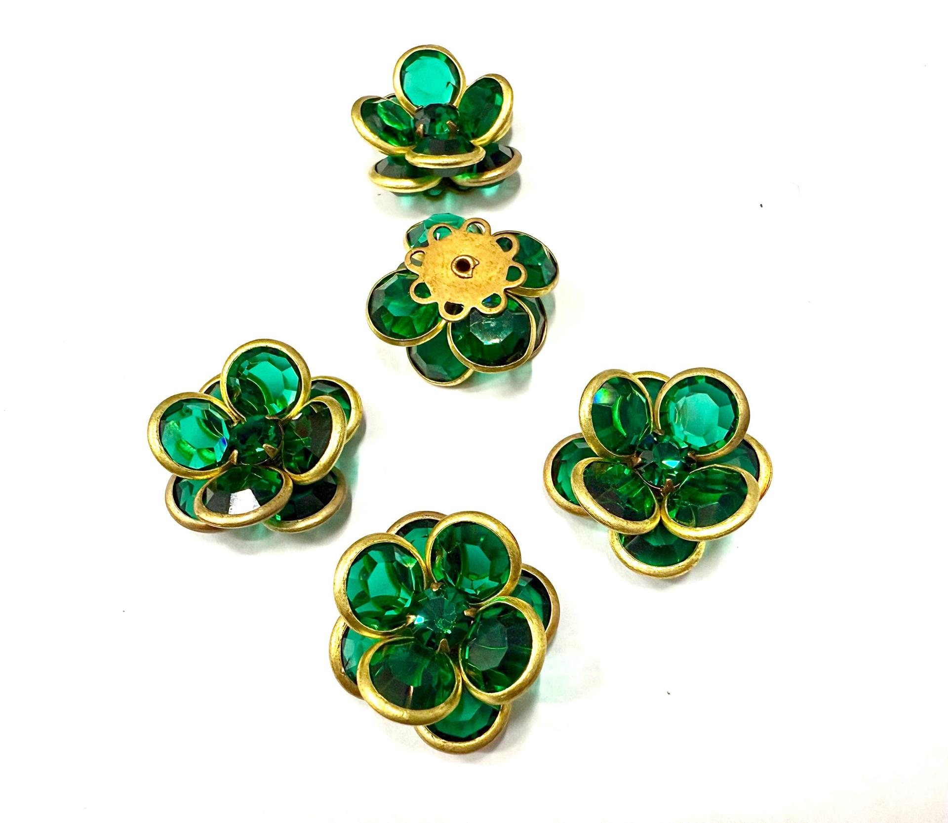 18 mm Vintage brass Emerald Swarovski Brooch Embellishment DIY Supplies wedding decorations
