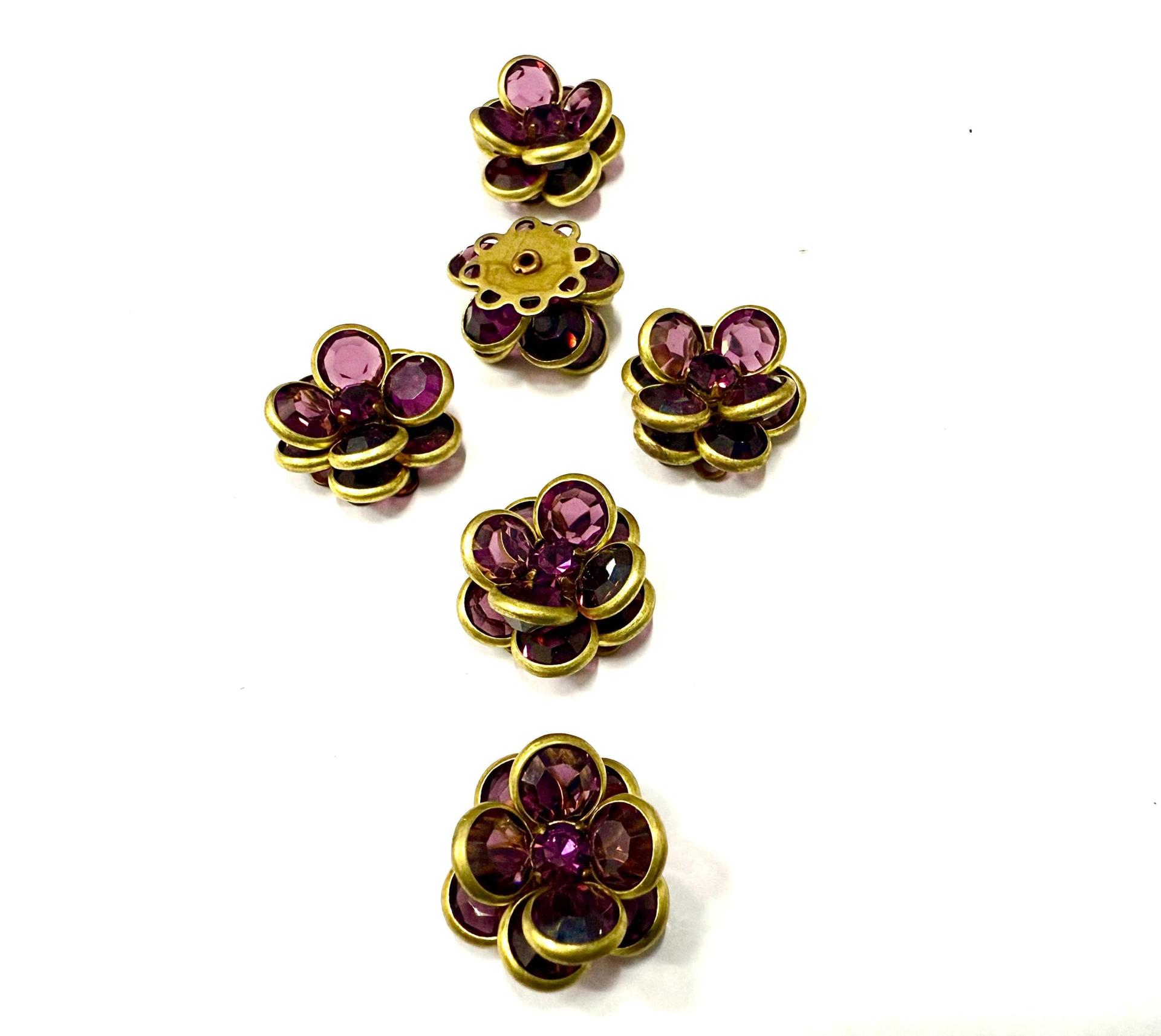 16mm Vintage brass Swarovski Flower Design in Amethyst Embellishment DIY Supplies wedding decorations