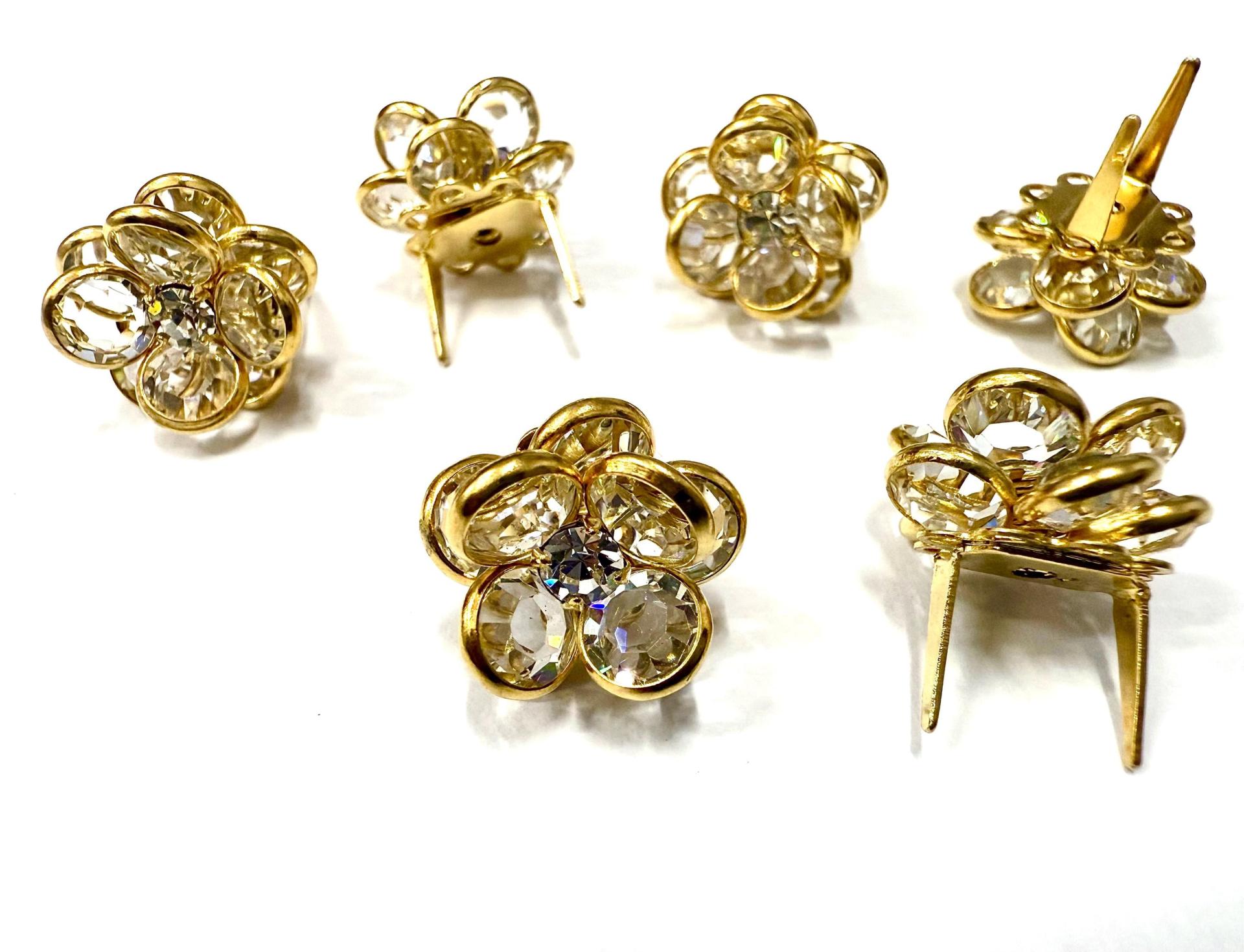16mm Vintage gold plated brooch Swarovski Flower Design in Crystal Embellishment DIY Supplies wedding decorations