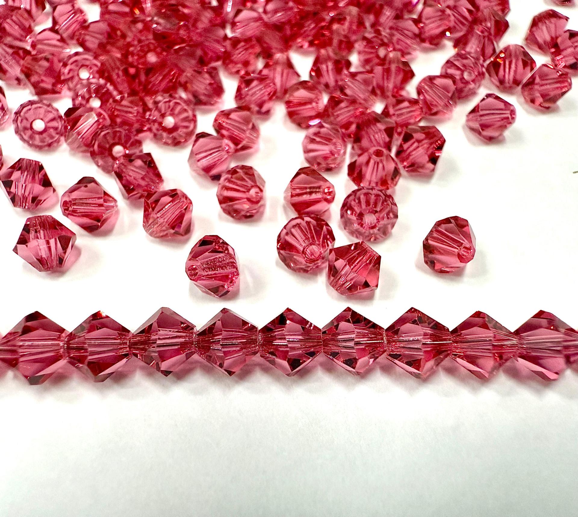 5mm Indian Pink Swarovski Bicone Beads, Jewelry Making Supplies