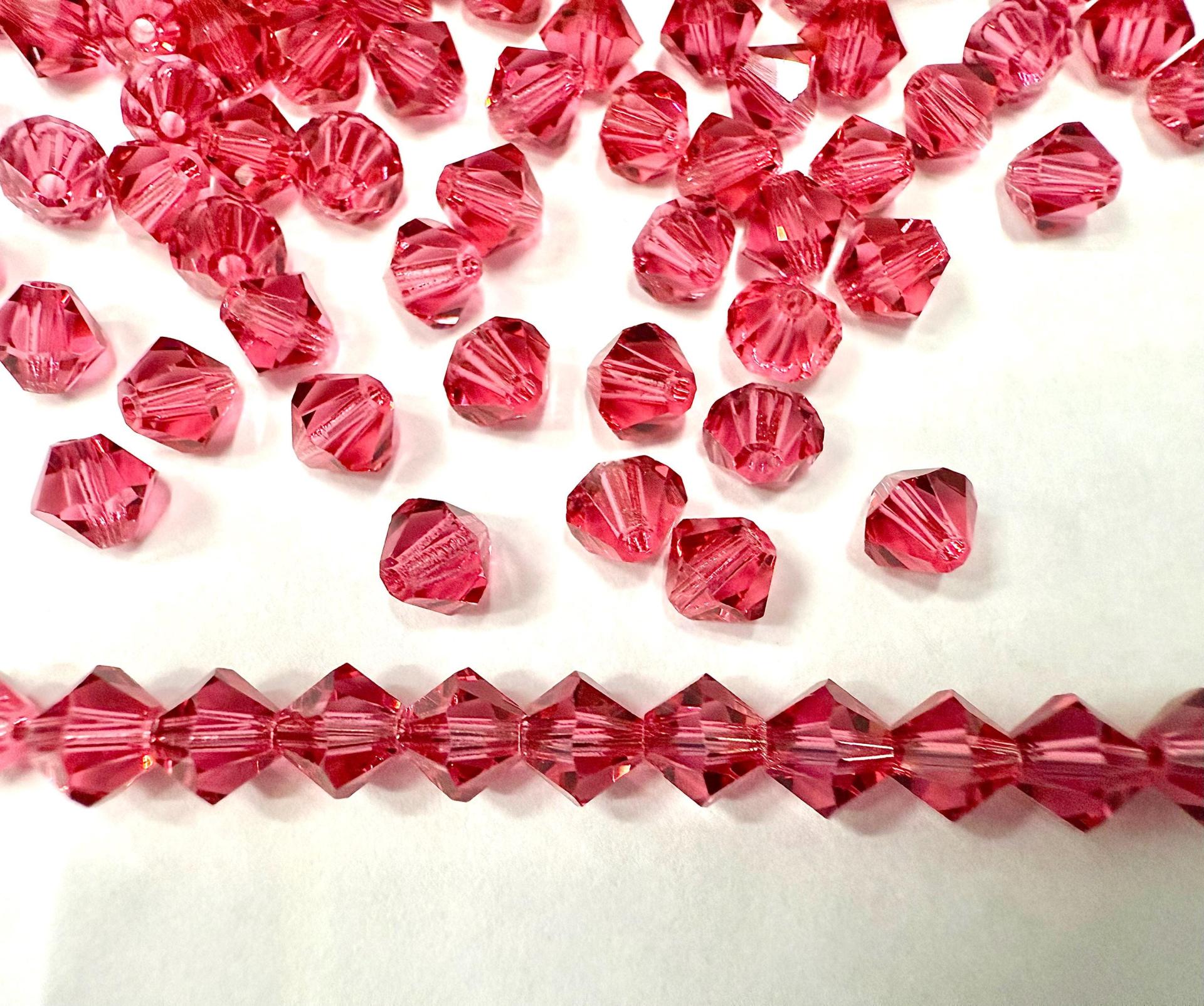 5mm Indian Pink Swarovski Bicone Beads, Jewelry Making Supplies