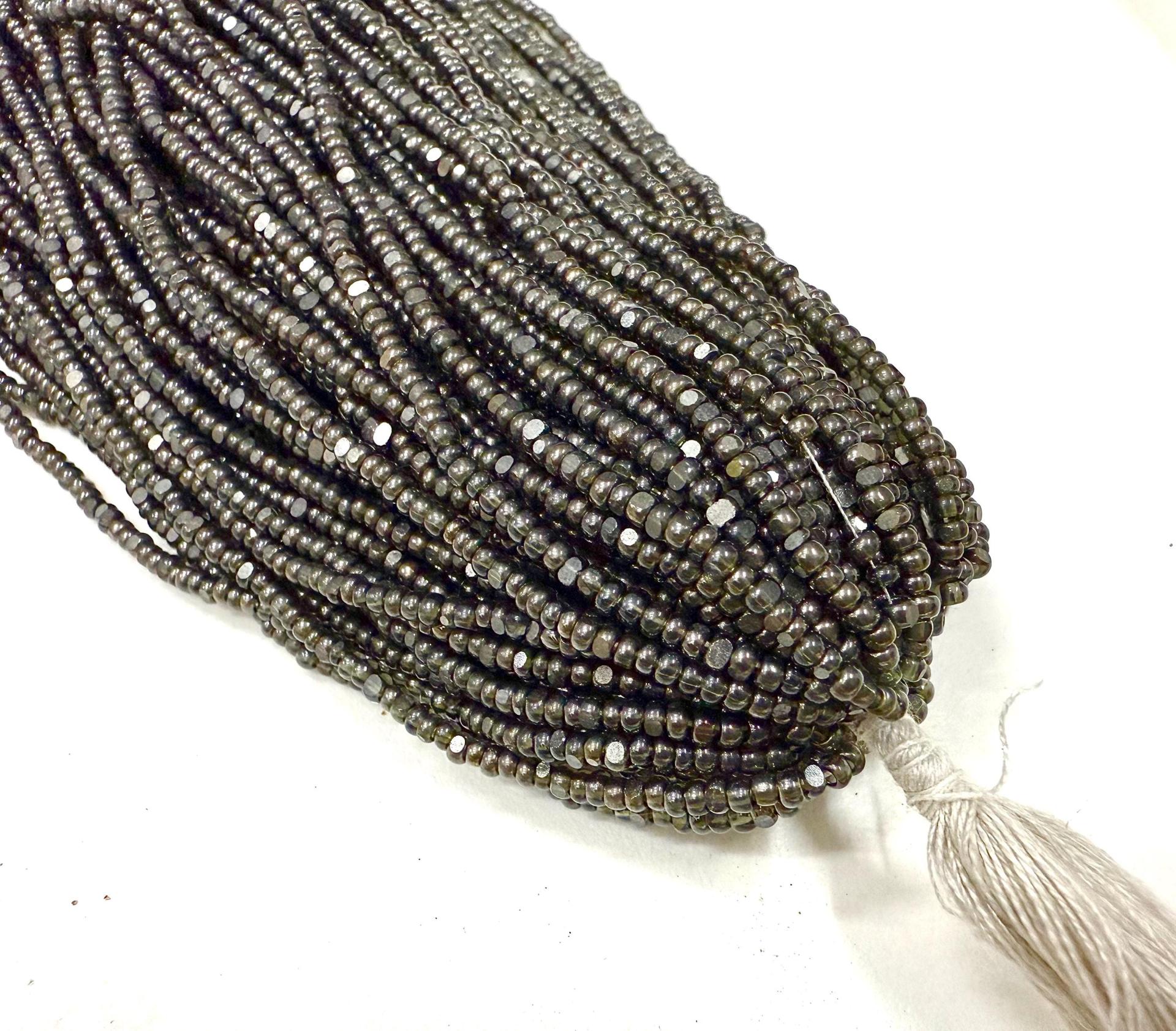 Ionized Transparent Black Diamond Charlotte Cut Seed Beads, 11/0 Hanks