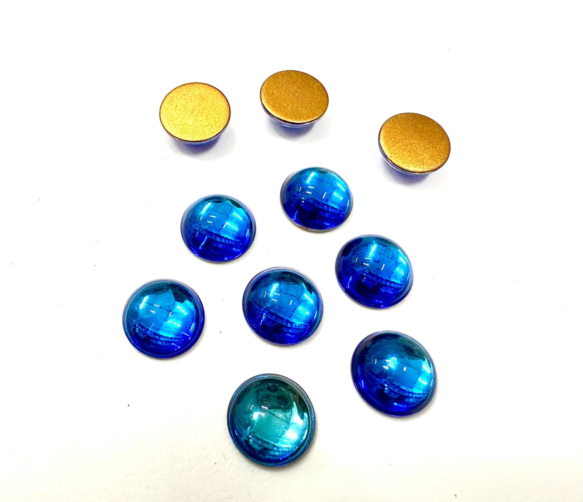 10 mm Swarovski Round Cabochon Cabs Article #2090/4 Vintage in Bermuda Blue Flat Back