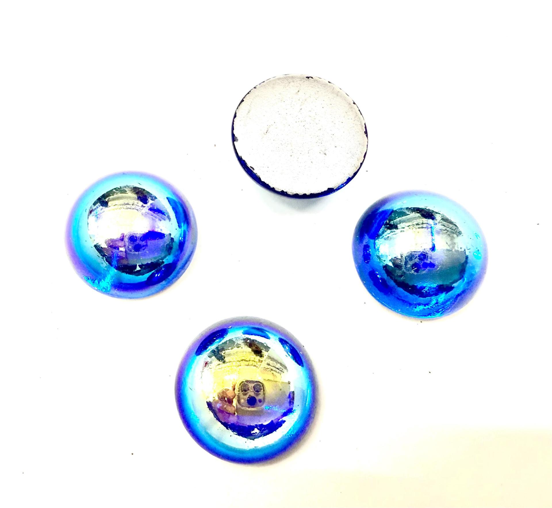 Swarovski 18 mm Vintage in Sapphire AB Flat Back Round Cabochon Cabs