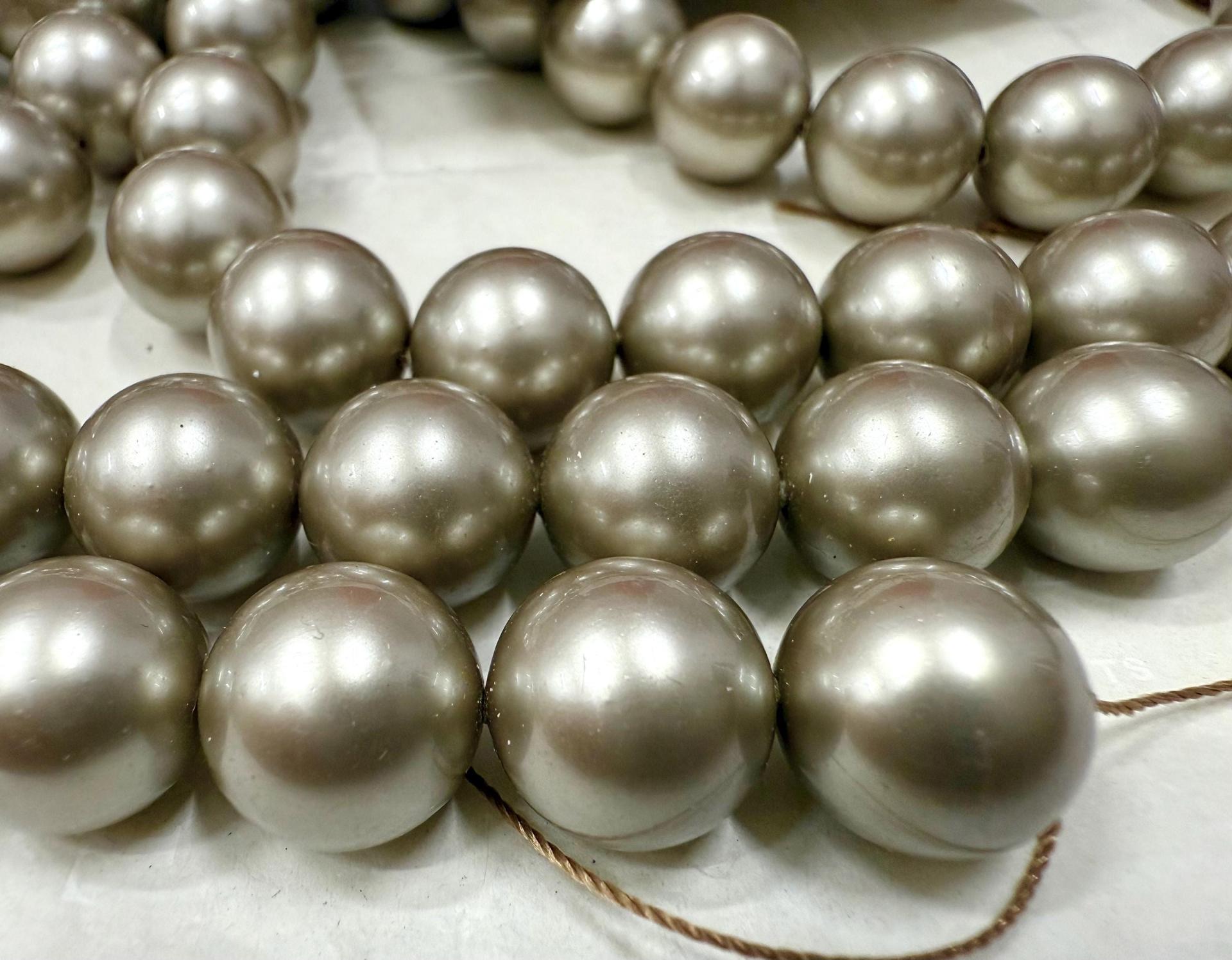 Vintage Swarovski Platinum Pearl Beads, 12mm Crystal Round Pearls