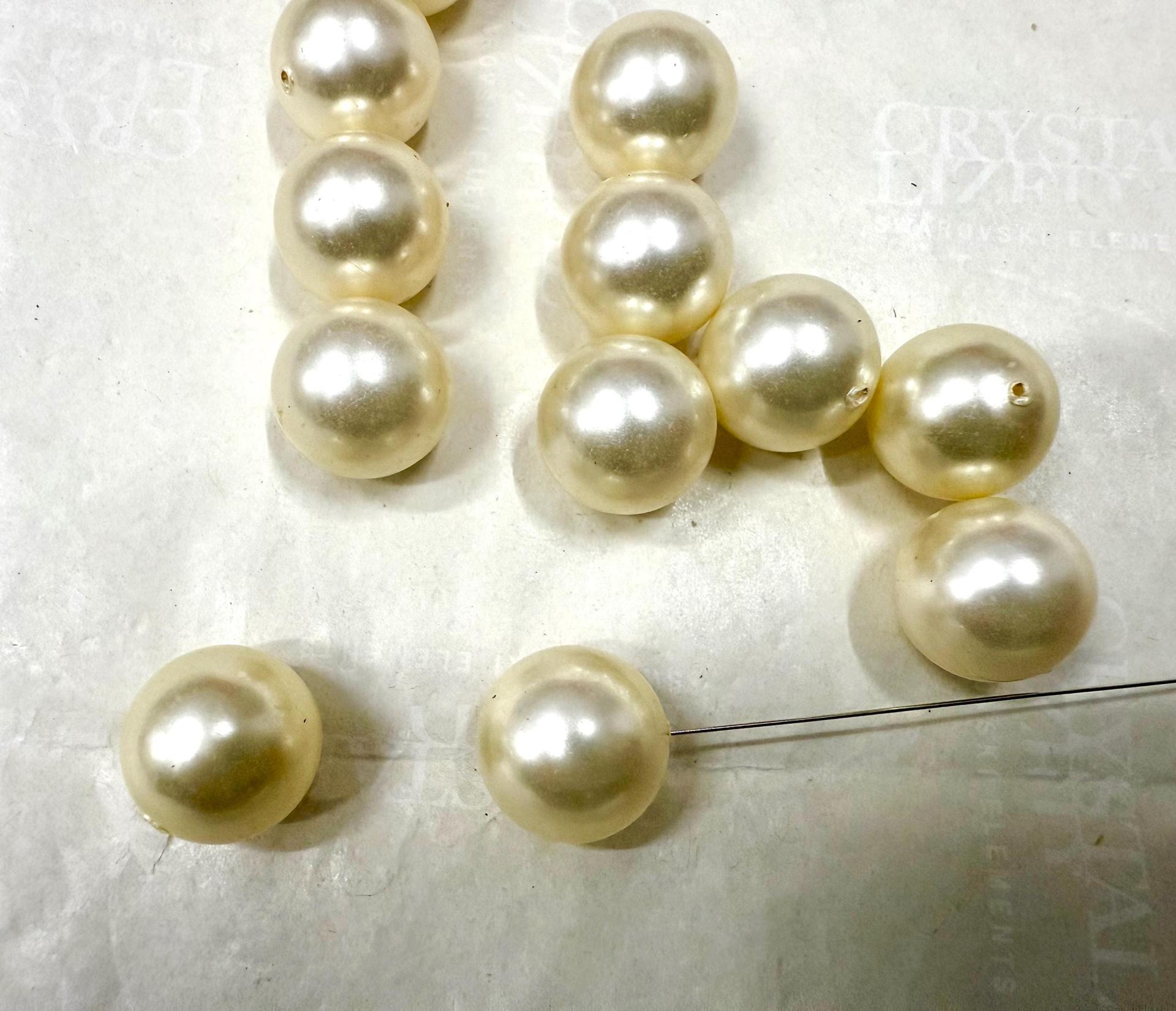 Swarovski Vintage Crystal Cream Pearls, 12mm Half Drilled Beads
