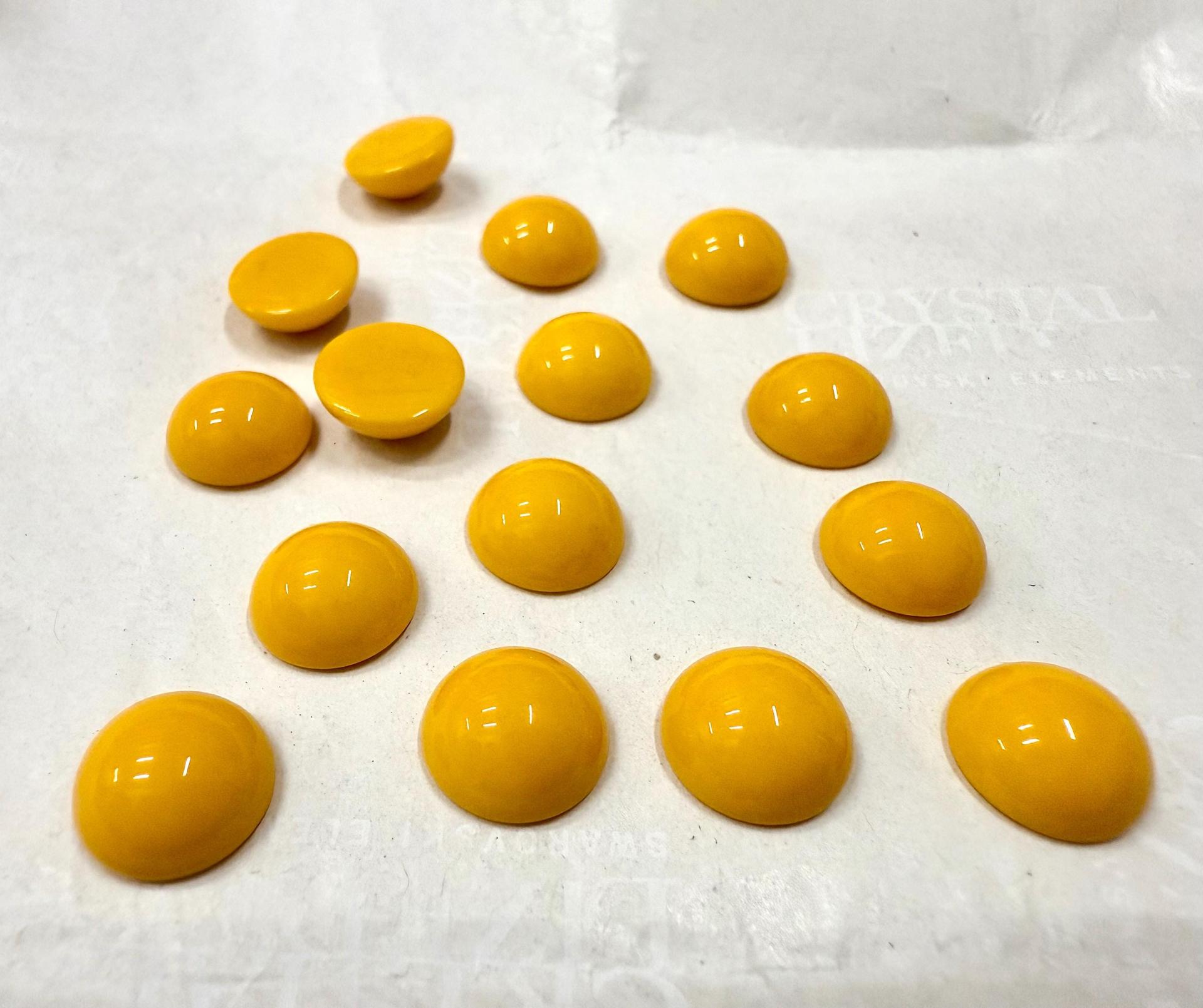 10 mm Swarovski Round Cabochon Cabs Article #2090/4 Vintage in opaque Yellow unfoiled