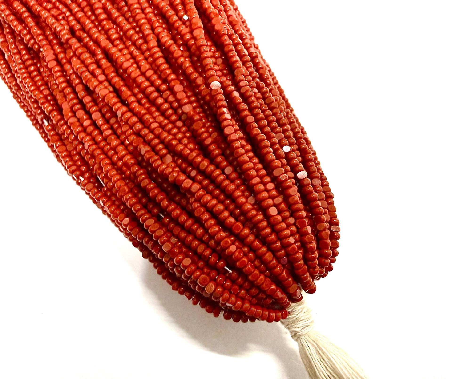 13/0 hanks Opaque Rust Charlotte Cut Beads, Czech Glass Beads