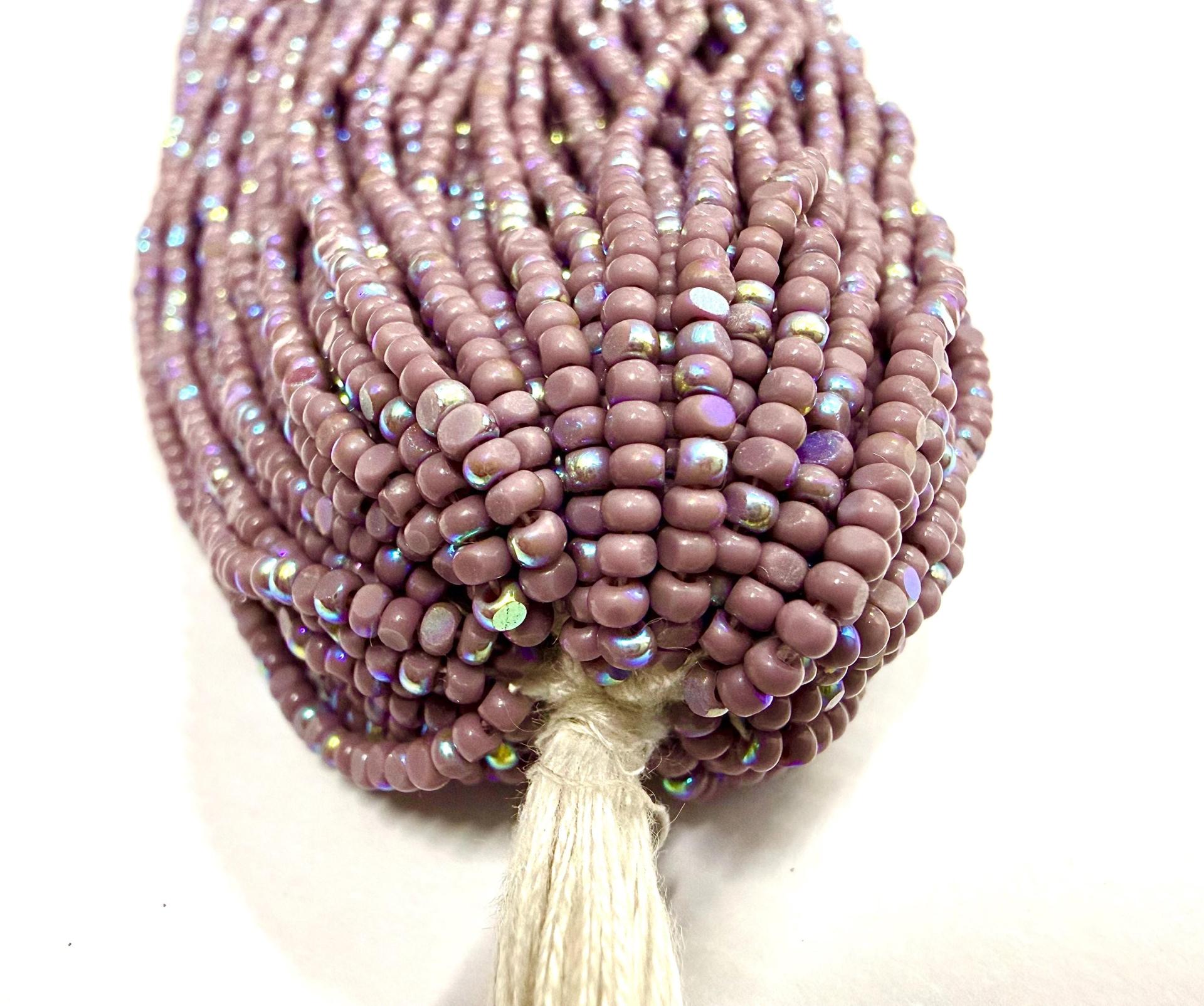 11/0 Charlotte Cut Seed Beads: Patina Opaque Light Purple Aurore Boreale