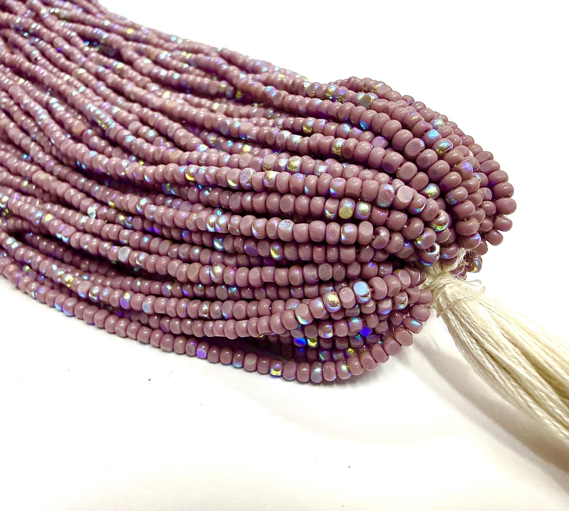 11/0 Charlotte Cut Seed Beads: Patina Opaque Light Purple Aurore Boreale