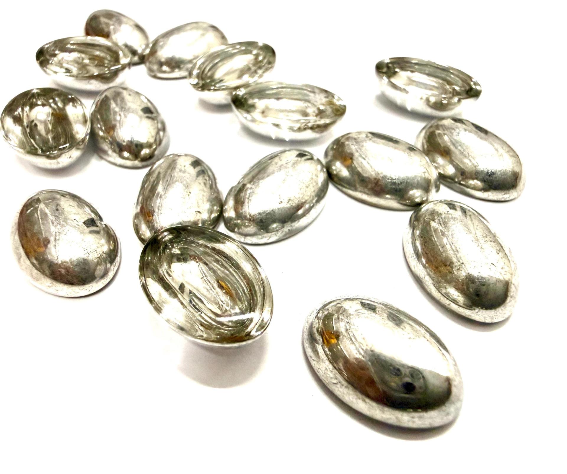 Vintage Swarovski Crystal Silver Cabochons 16x11 mm, Flat Back Oval (2/6 Pieces)