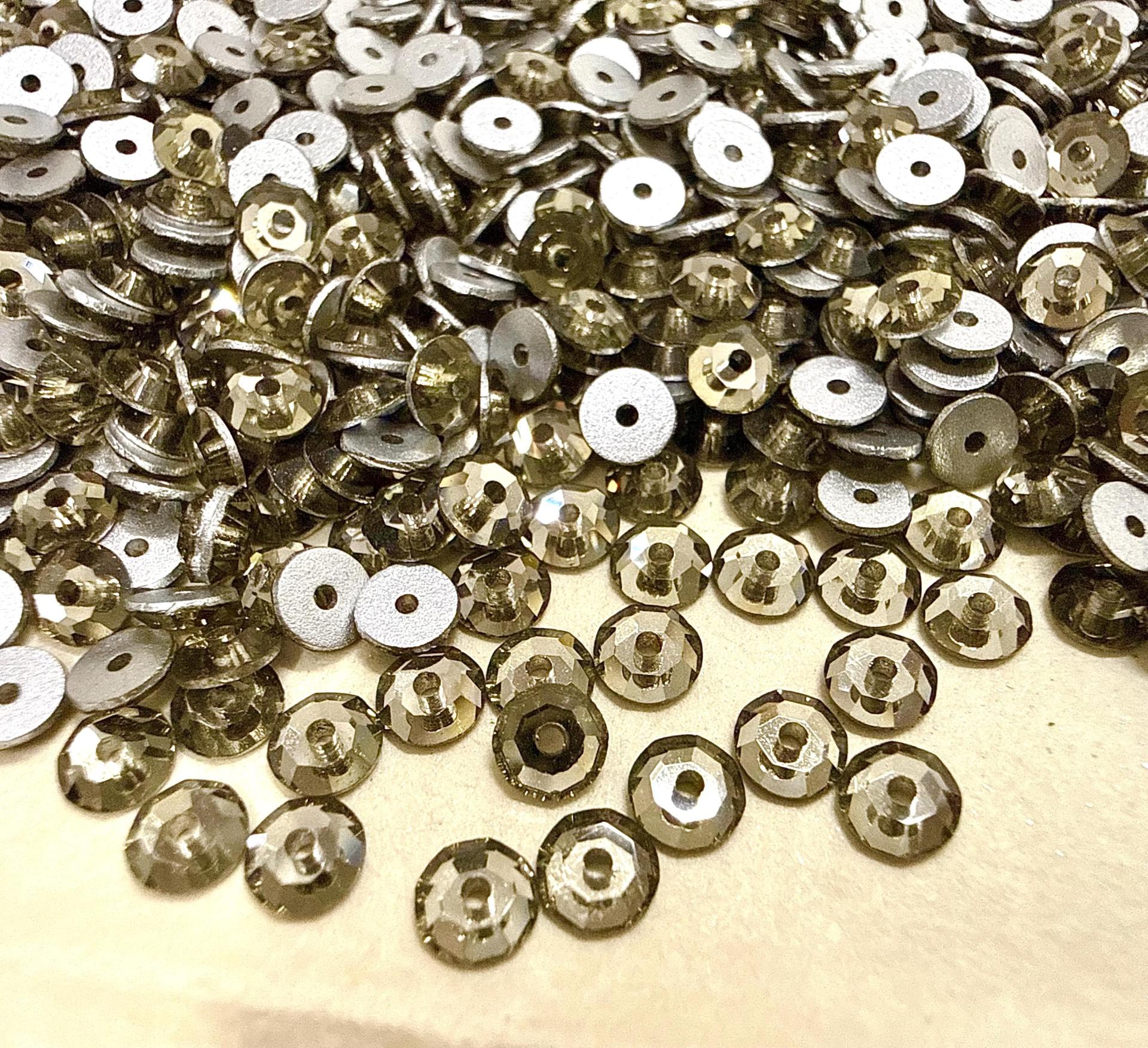 4mm Preciosa Crystal Black Diamond Flat Back Sew-On Stones