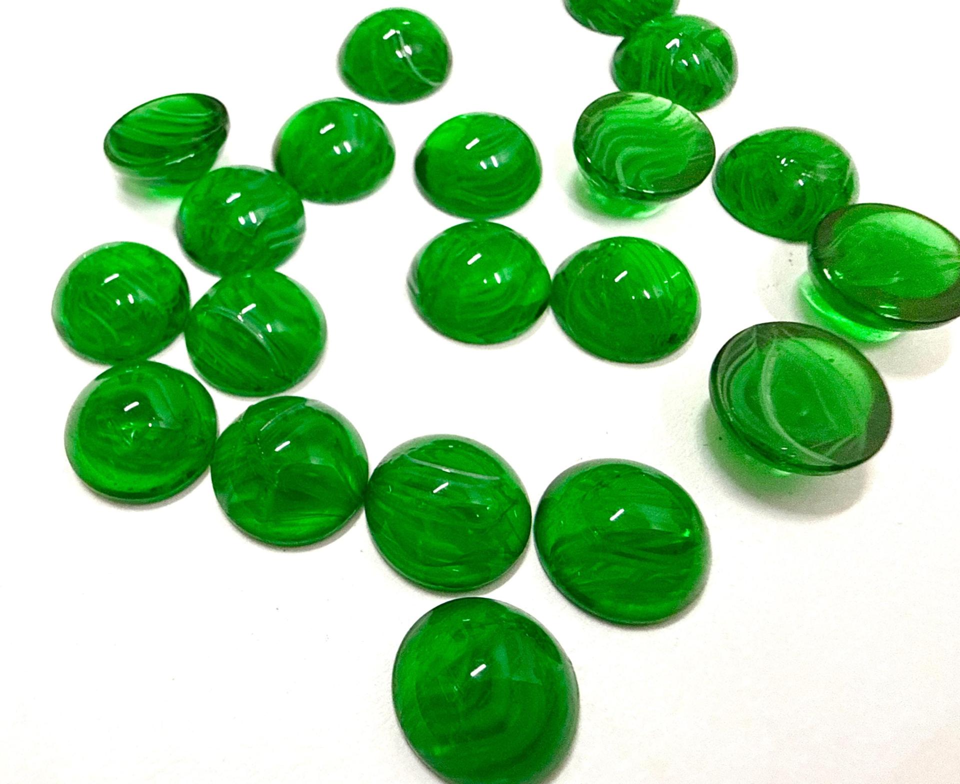 10 mm Swarovski Round Cabochon Cabs Article #2090/4 Vintage in Green Givre unfoiled