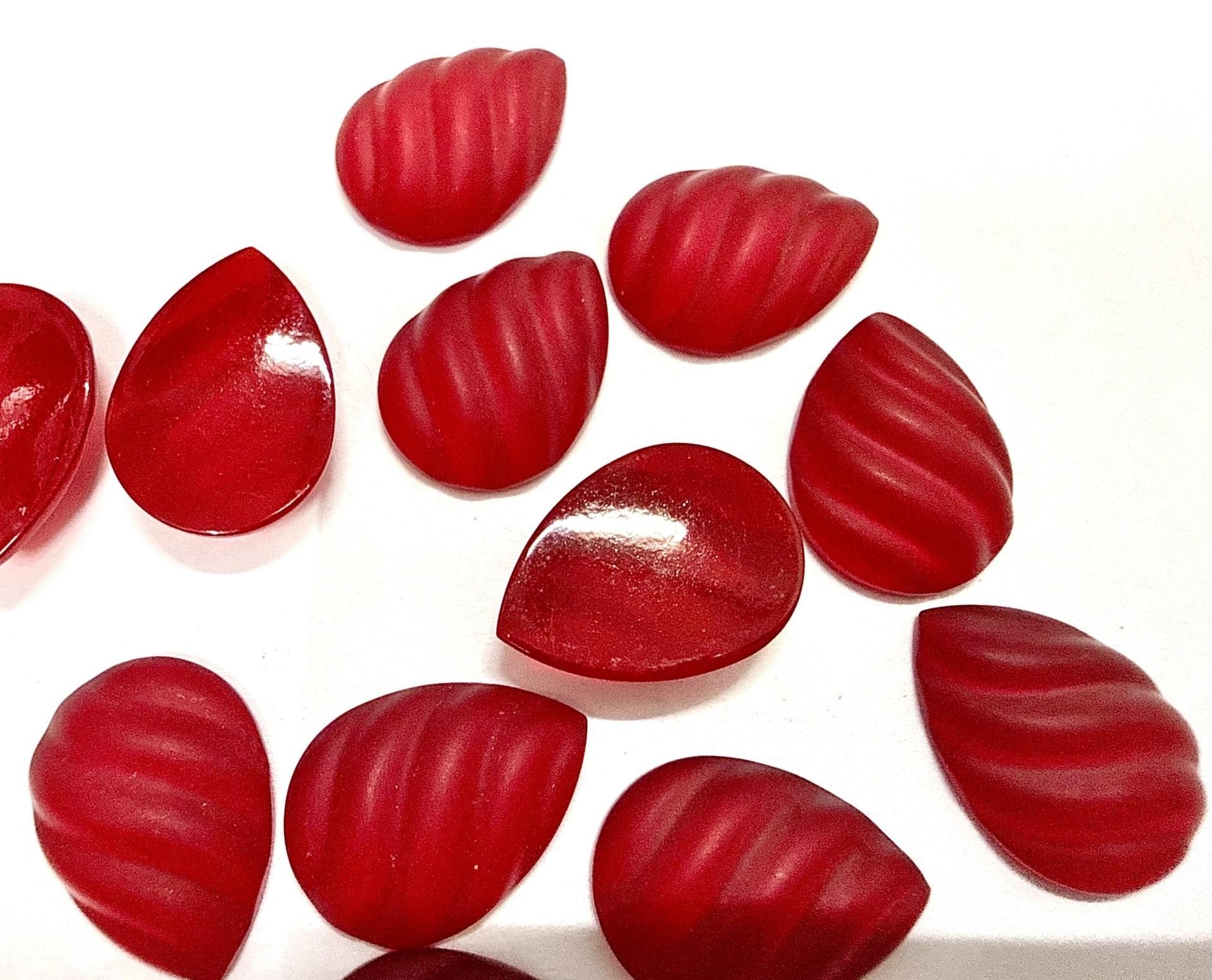 Swarovski 18x13 mm Vintage Matt Siam unfoiled Flat Back Pear Cabochon 2/6 Pieces