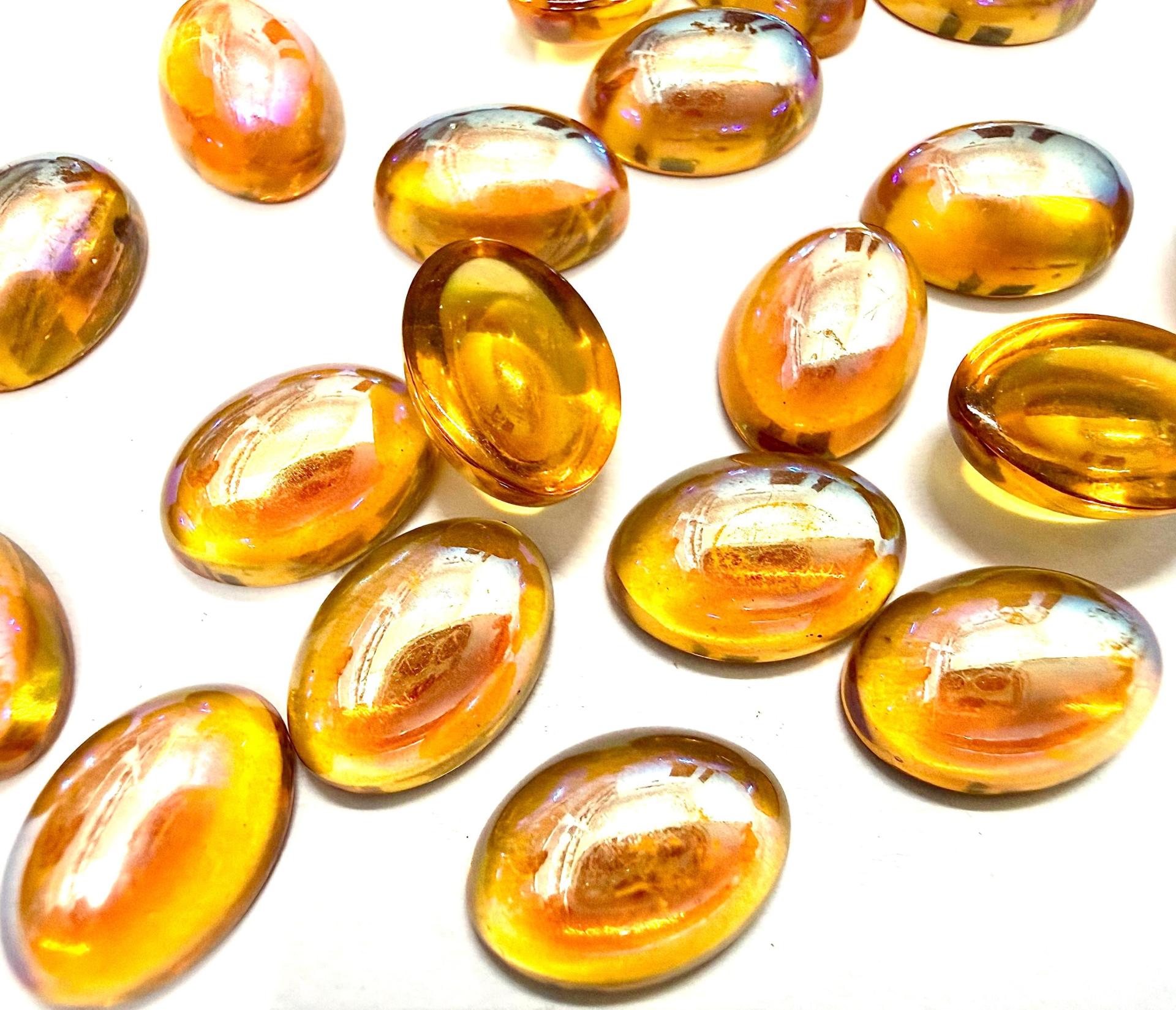 Vintage Swarovski Topaz AB Cabochons, 14x10mm Oval Flat Back unfoiled