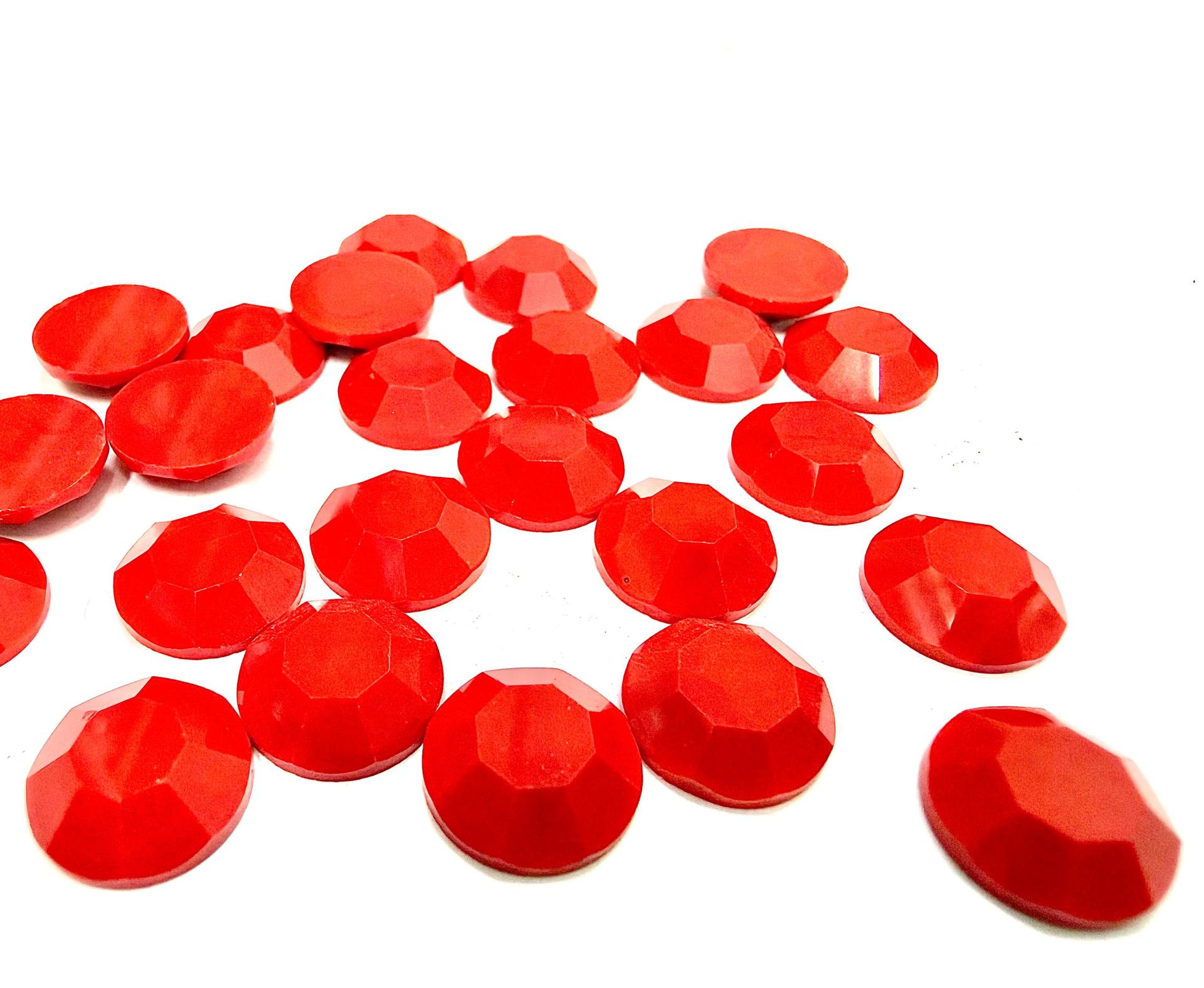 Vintage 11 mm Swarovski Chaton Roses, Red Coral Foiled Flat Back