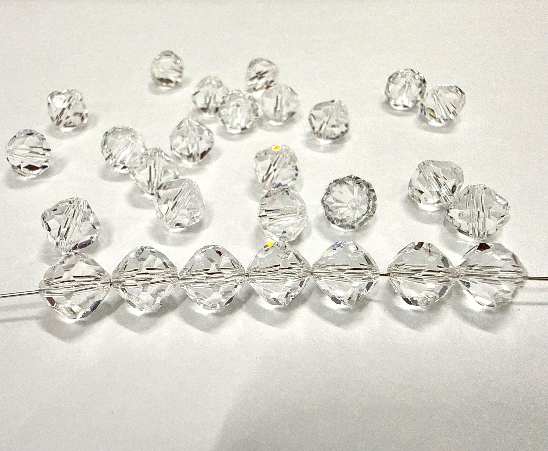 8mm Vintage Swarovski Crystal Beads, Cosmojet Black Faceted, Article 5309