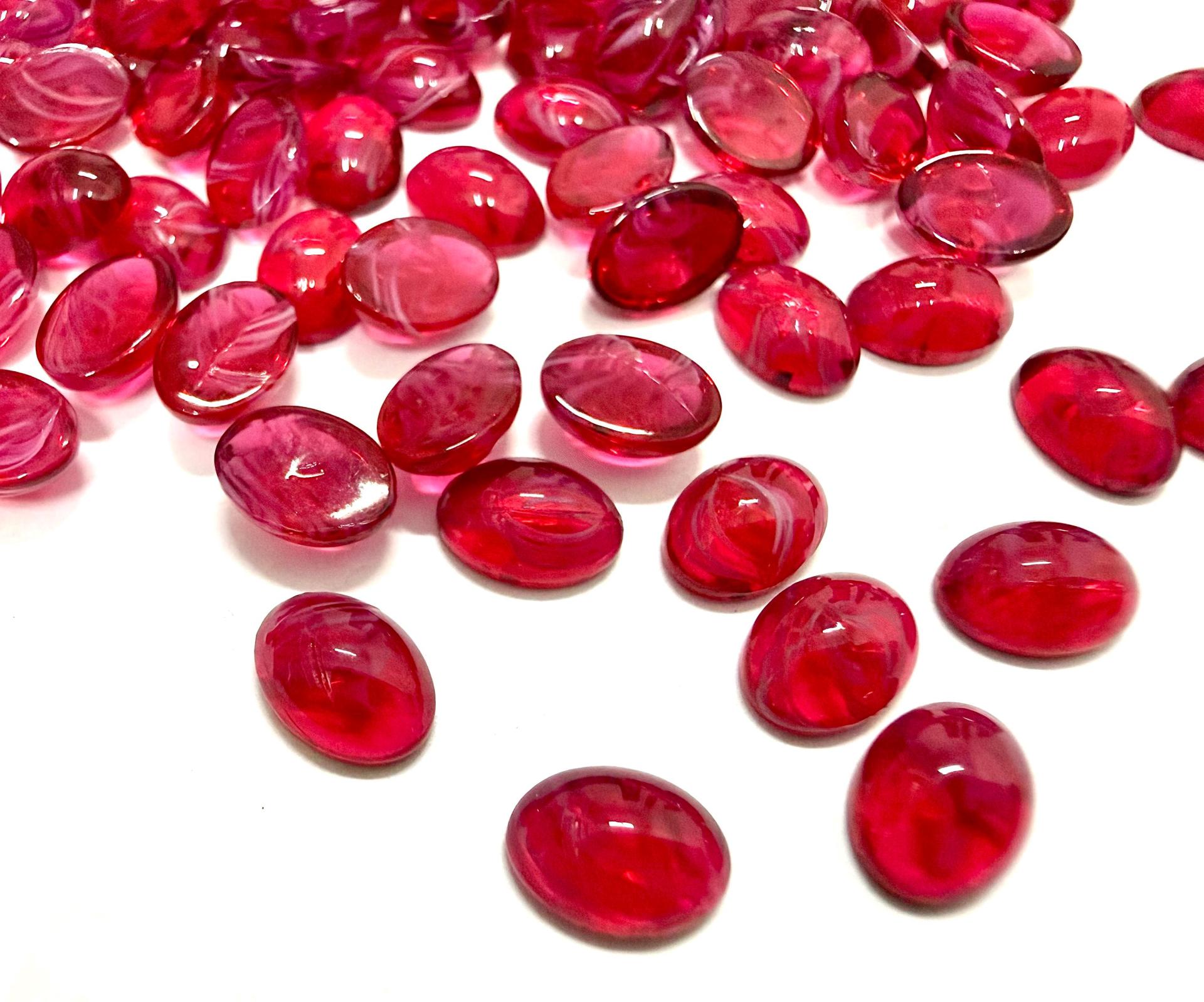 Swarovski Ruby Givre Glass Cabochons, Vintage Oval Flat Back, 7x5 mm