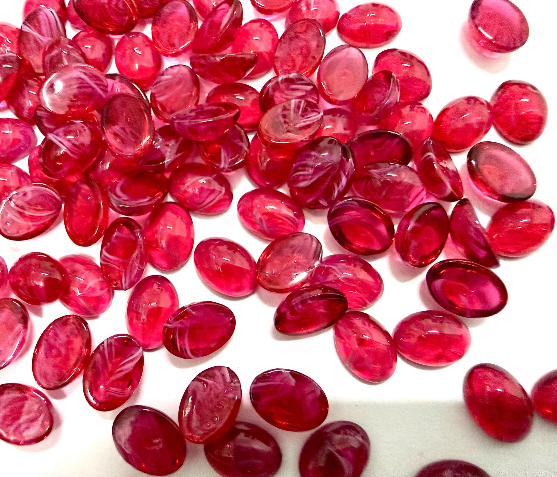 Swarovski Ruby Givre Glass Cabochons, Vintage Oval Flat Back, 7x5 mm