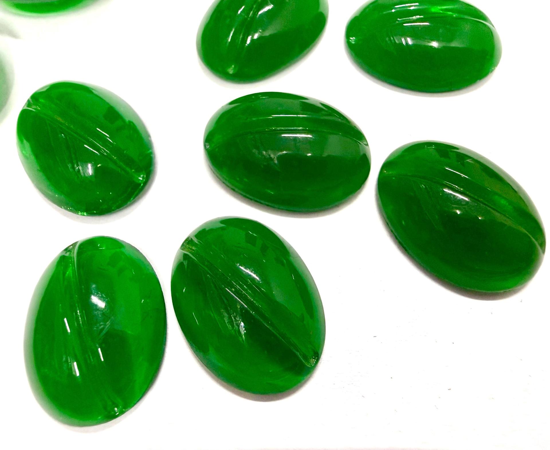 Swarovski 18x13 mm Vintage Opaque Green Unfoiled Flat Back Oval Cabochon 2/6 Pieces