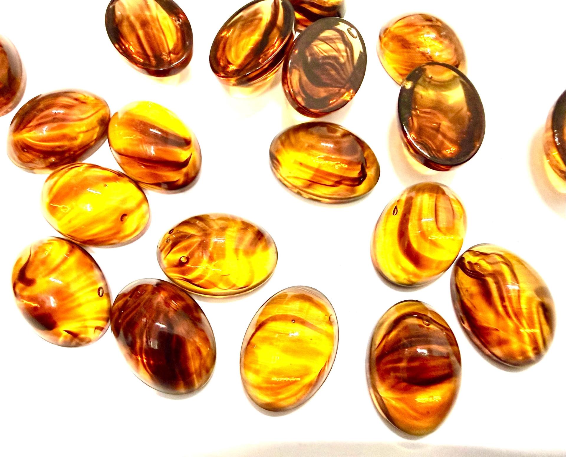 Vintage Swarovski Dark Topaz Givre Cabochons, 8x6mm Oval Flat Back