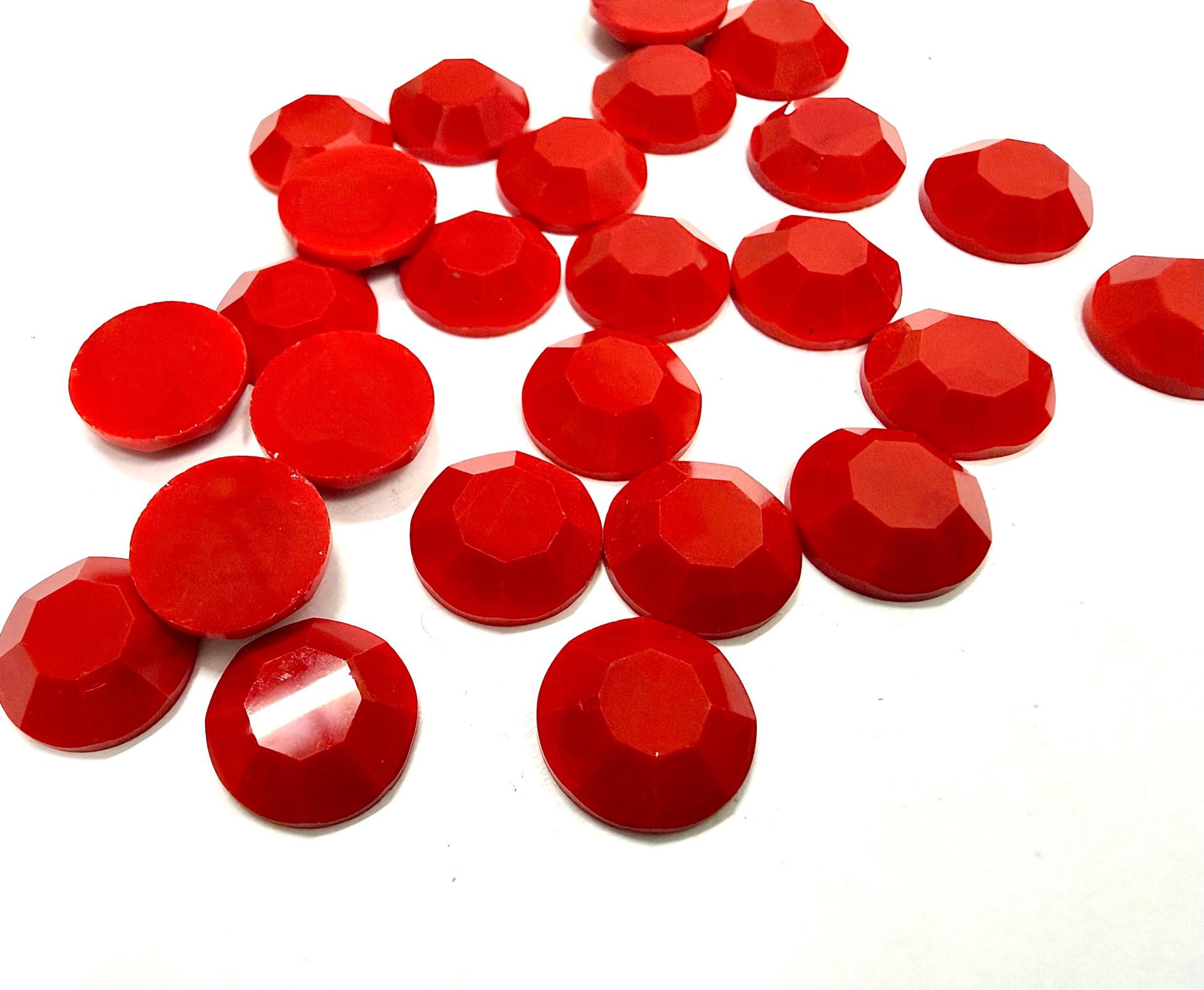 Vintage 11 mm Swarovski Chaton Roses, Red Coral Foiled Flat Back