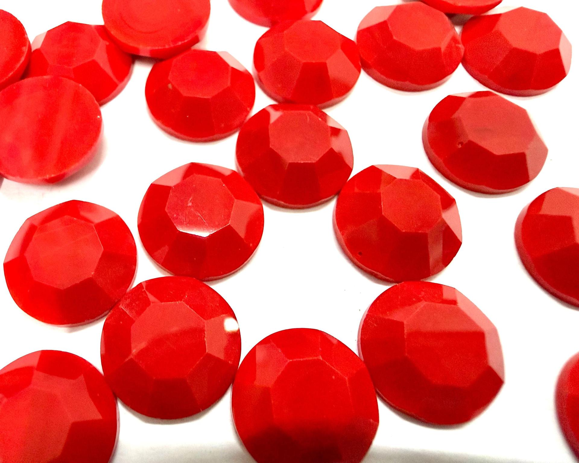 Vintage 11 mm Swarovski Chaton Roses, Red Coral Foiled Flat Back