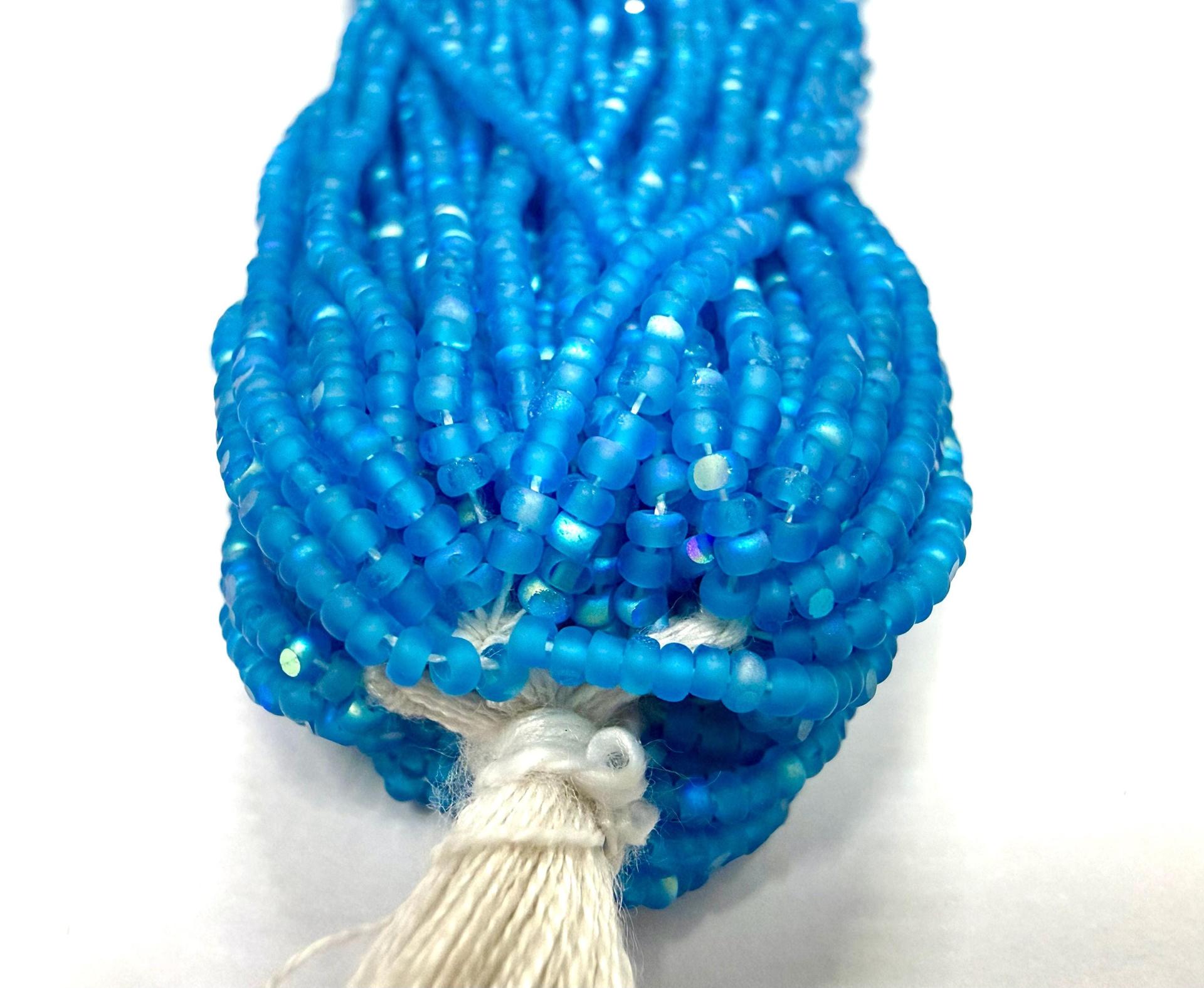 11/0 Charlotte Cut Seed Beads, Patina Matt Dark Aqua Aurore Boreale